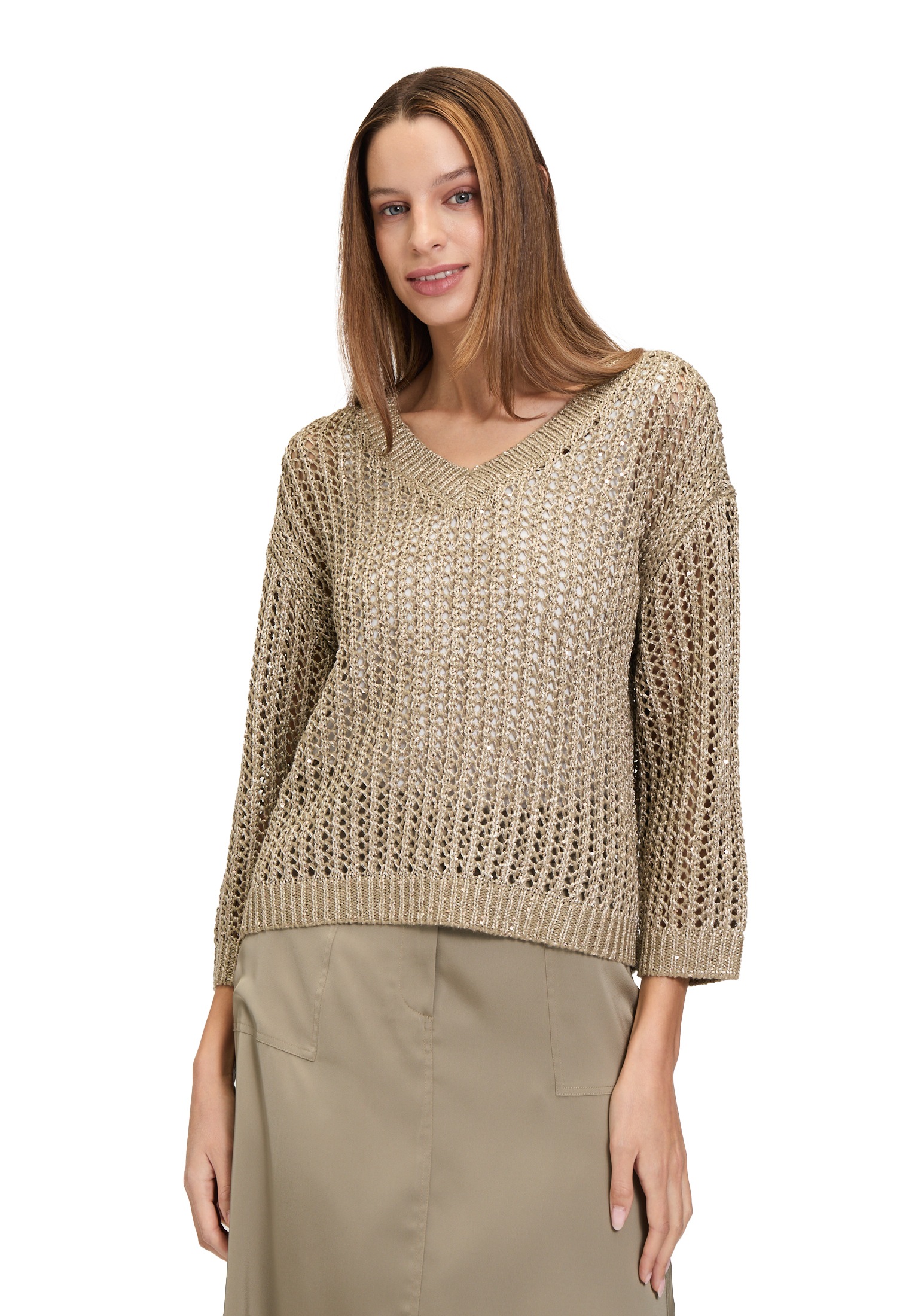 Betty Barclay Rundhalspullover »Lochstrick-Pullover mit Pailletten«