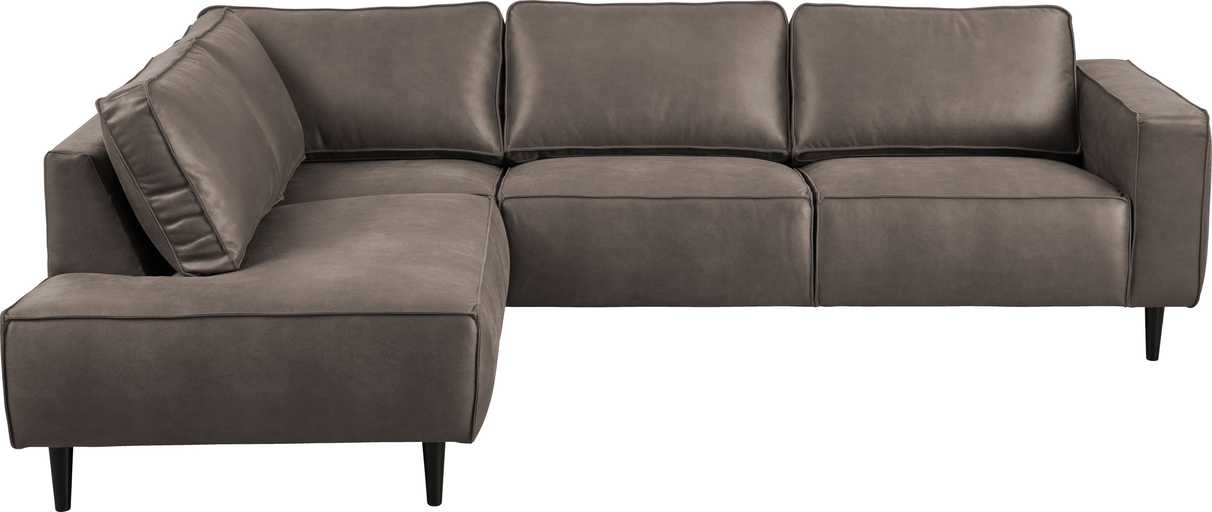 Places of Style Ecksofa »Fumone, Lederoptik oder Soft-Touch Chenille«, Breite 260, mit schwarzen Massivholzfüßen