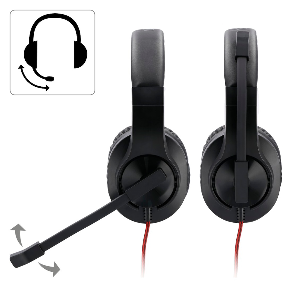 Hama PC-Headset »PC Office Headset, Stereo, USB, 2 m, Schwarz«, Stummschaltung