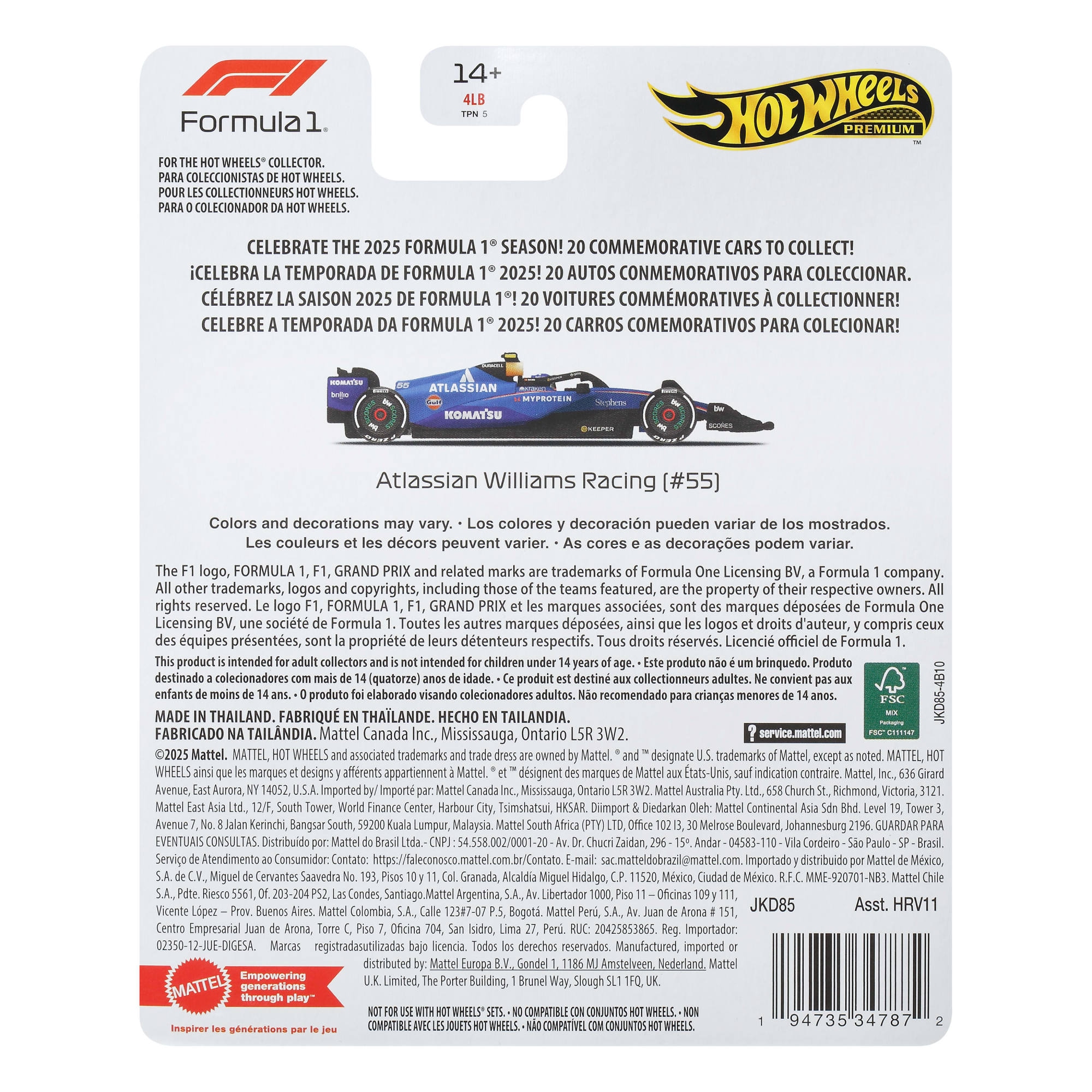 Hot Wheels Spielzeug-Auto »Hot Wheels Premium F1 - Team Williams Driver 1«
