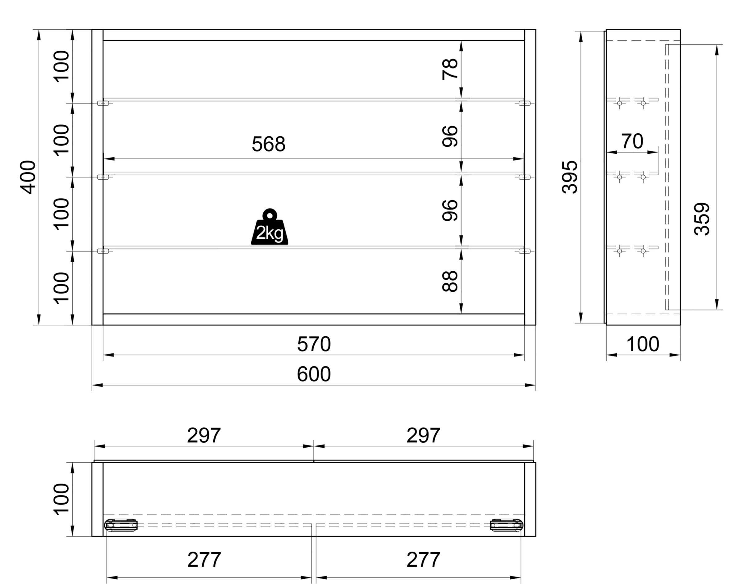 VCM Wandregal »Hängevitrine Wandvitrine Sammel Deko Mandosa M« 1 Stk. tlg.