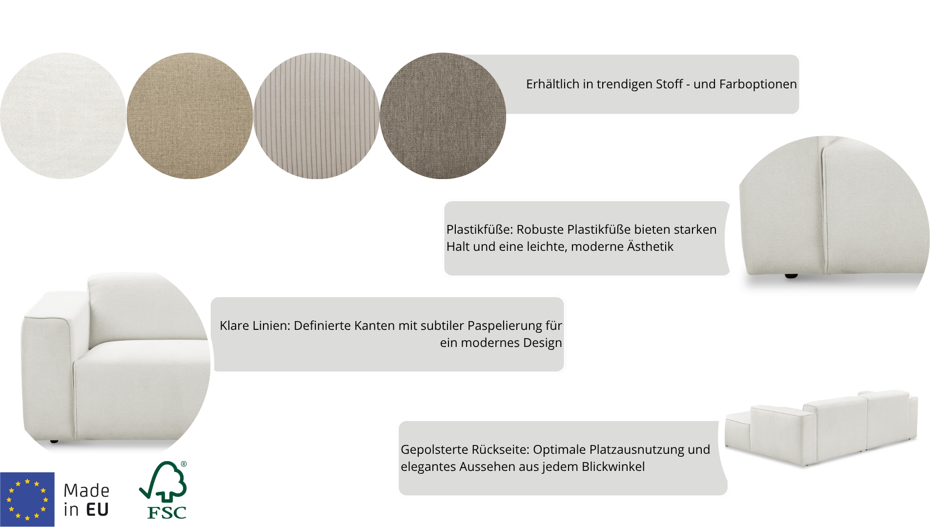 andas Polsterhocker »Noord«, mit Kedernaht, schöne Serienergänzung