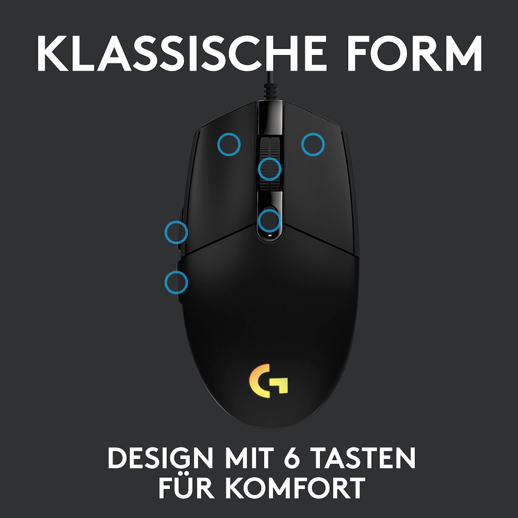 Logitech Gaming-Maus »G203 LIGHTSYNC«, kabelgebunden, 1 MHz