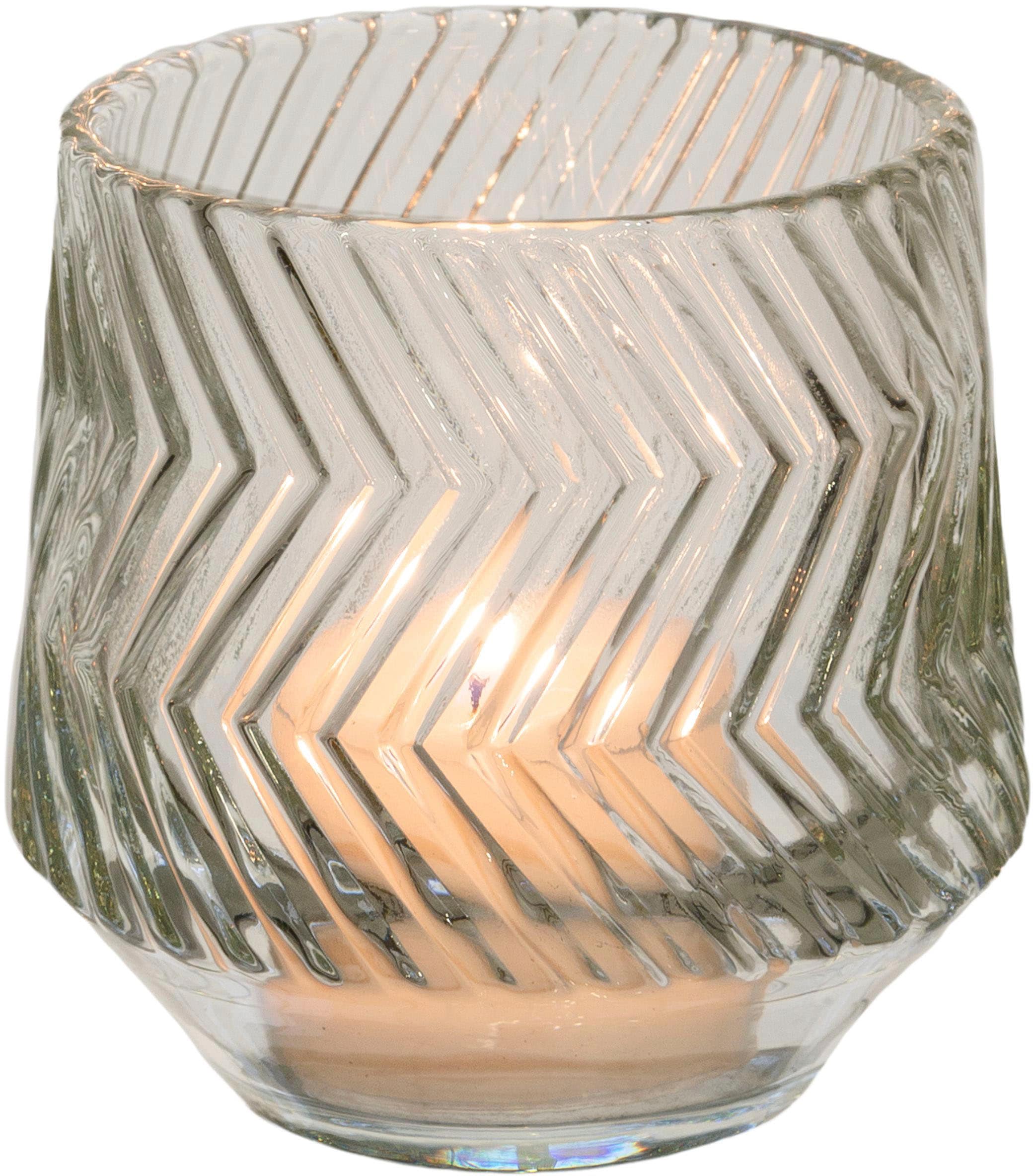 geschliffener mit mit aus online XXL Creativ Jahren Oberfläche 3 (Set, home »Kerzenhalter Windlicht Relief«, St.), Teelichthalter | kaufen 5 Garantie Glas,