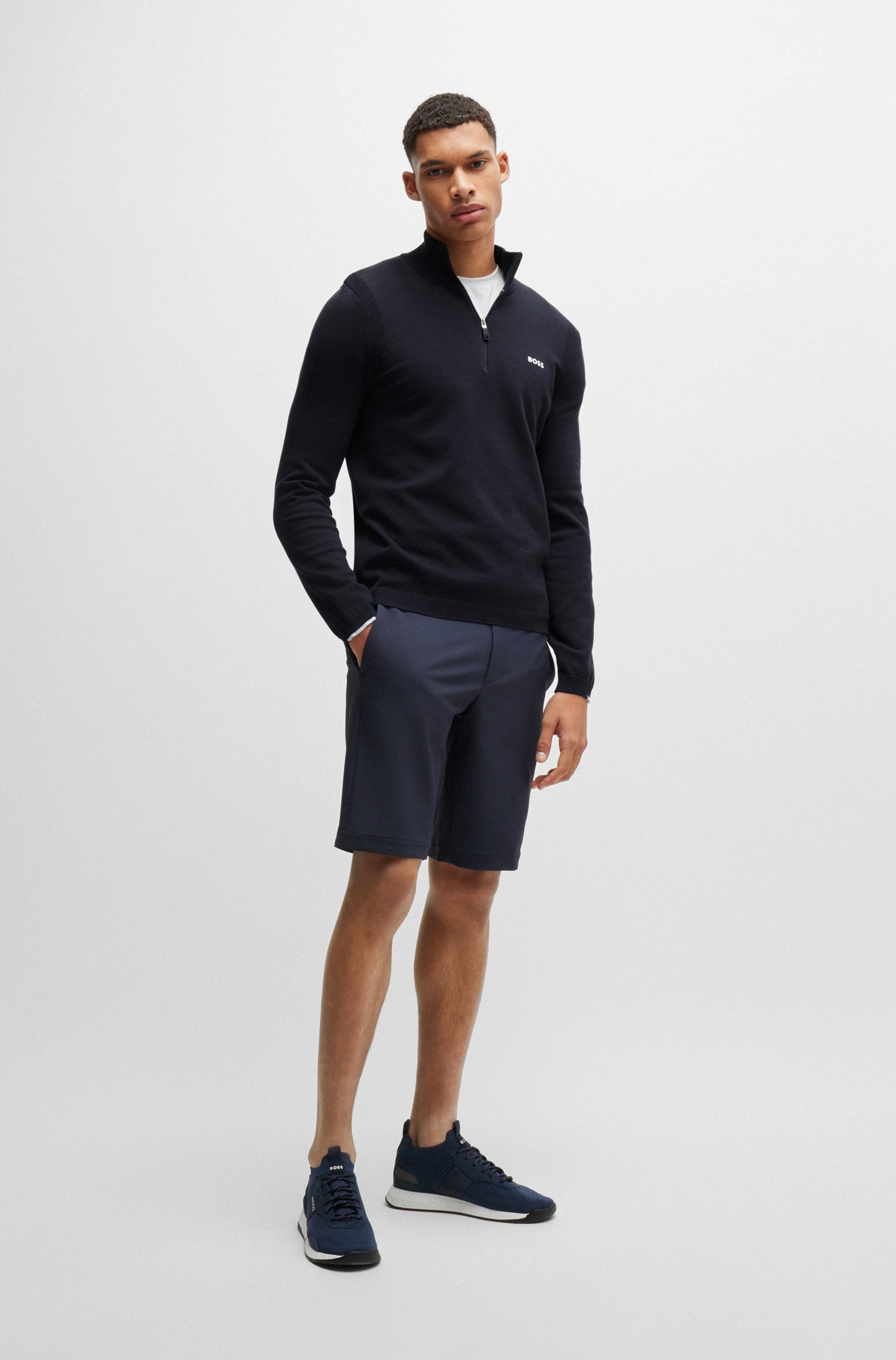 BOSS GREEN Strickpullover »Ever-X_QZ«, mit Reißverschluss