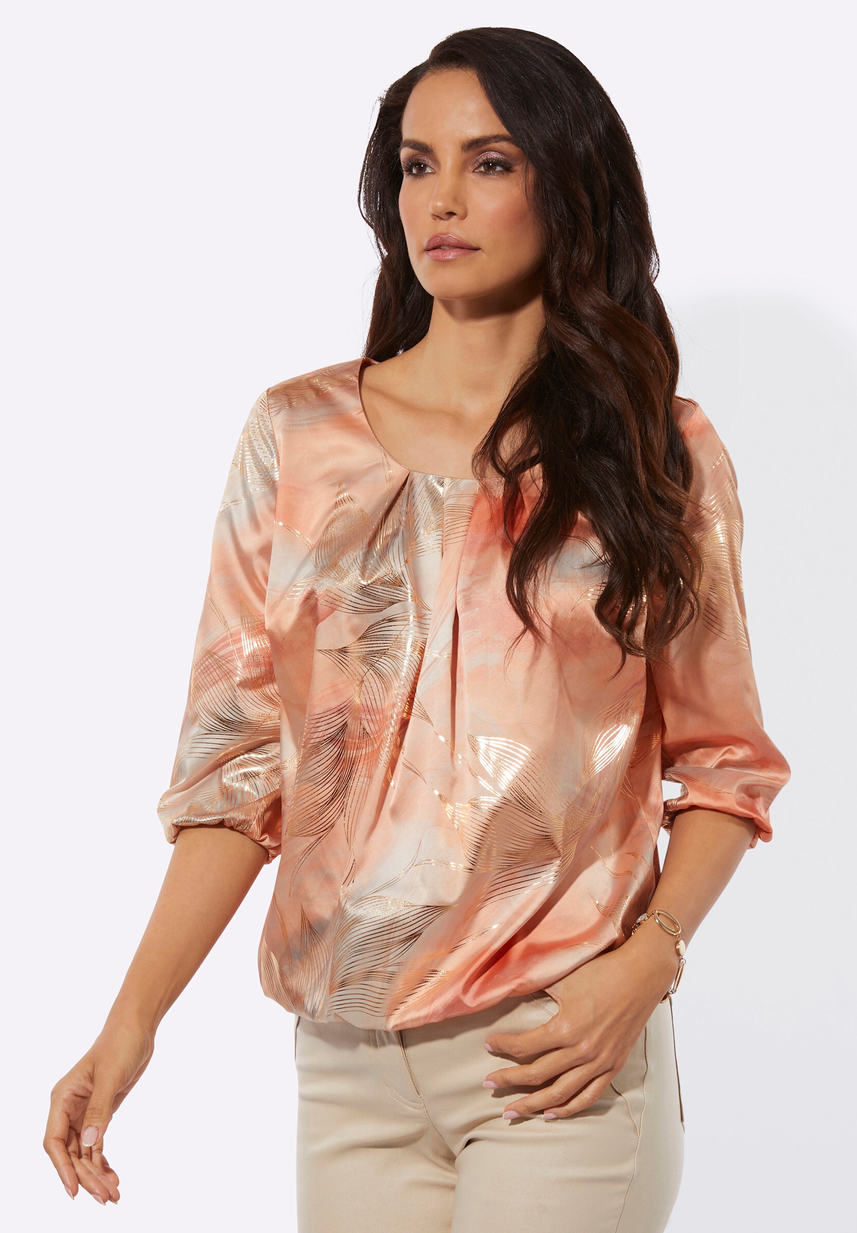 creation L Schlupfbluse »Druck-Bluse Schlupfbluse in Matt-Satin«