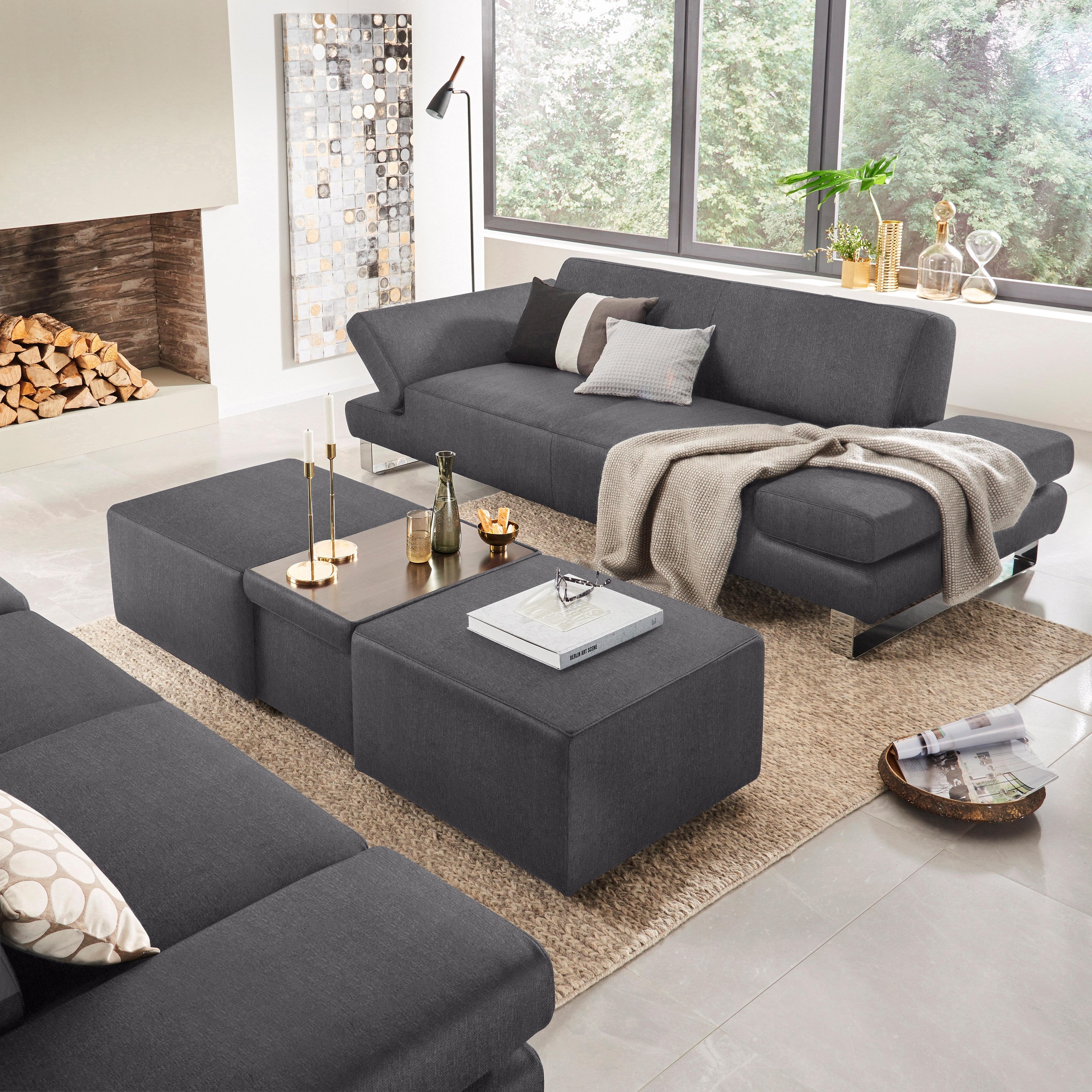 W.SCHILLIG 3-Sitzer »taboo Designsofa mit hohem Sitzkomfort«, mit Übertiefe, inklusive Armlehnenverstellung