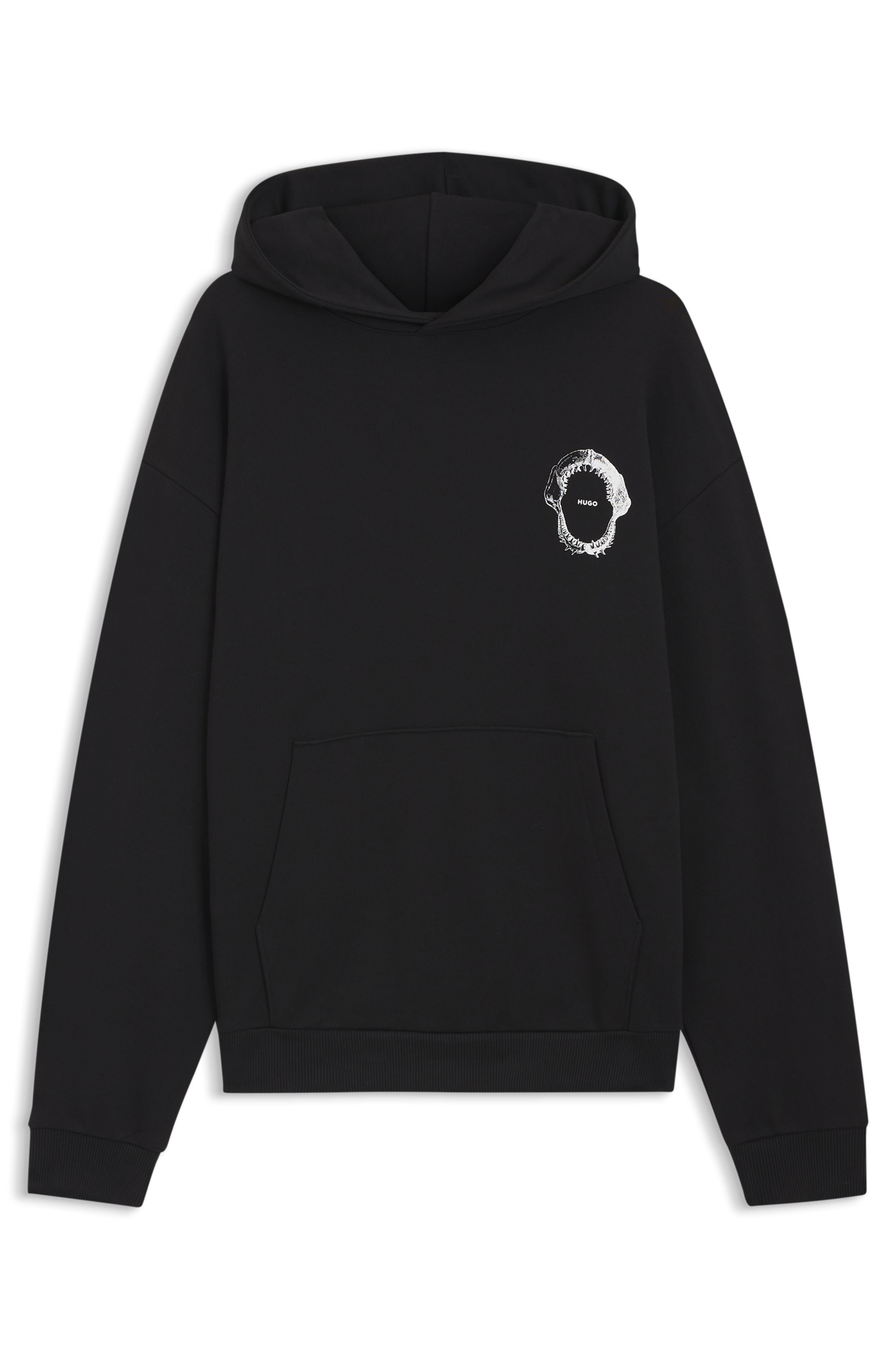 HUGO Blue Hoodie , Regular Fit, Kängurutasche, Rückendruck
