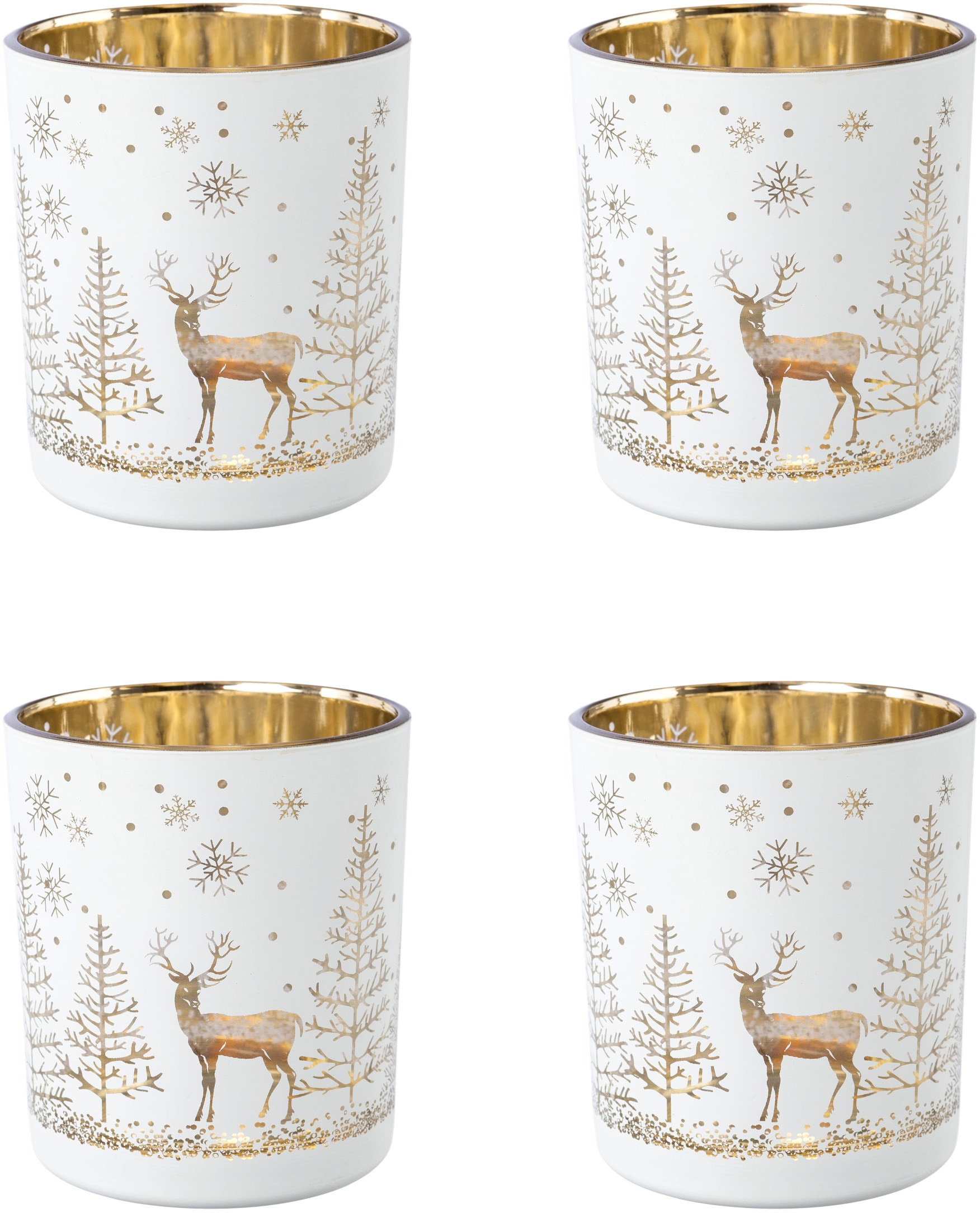 Creativ deco Teelichthalter »Weihnachtsdeko«, (4 St.), mit goldfarbener  Innenseite auf Rechnung kaufen