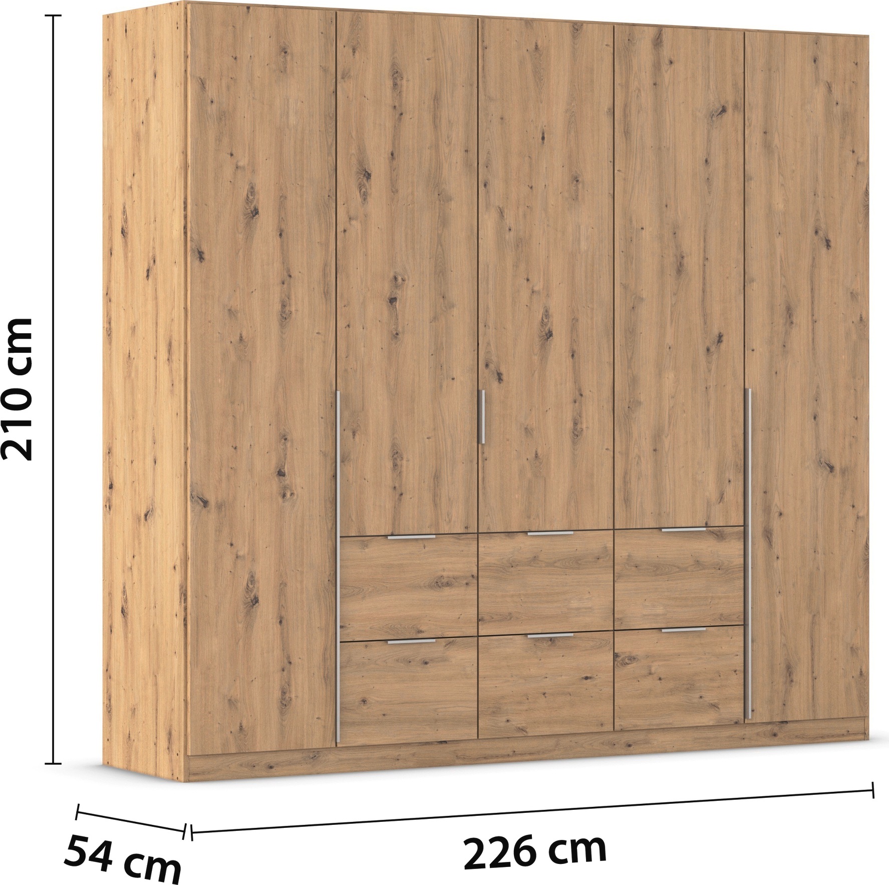 rauch Drehtürenschrank »Kleiderschrank Schrank Garderobe AGORDO mit Dekor- oder Hochglanzfront«, (in zwei Griff-Farben mit Dekor- oder Hochglanzfront), mit Außenschubkästen, in 6 Breiten und 2 Höhen MADE IN GERMANY