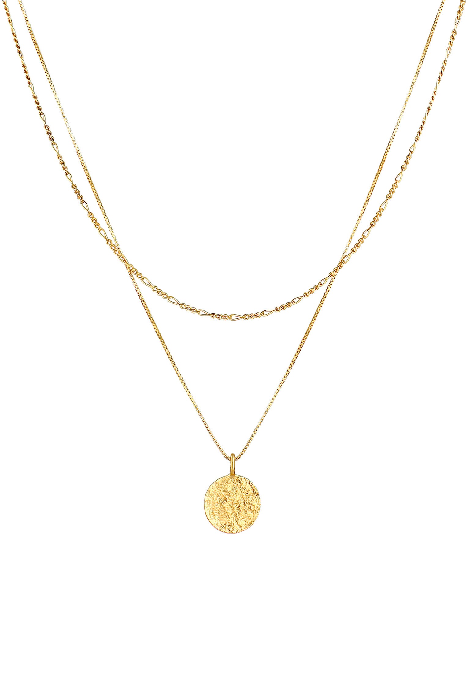 Kuzzoi Kette mit Anhänger »Halskette Herren Layer Figaro Venezianer Plättchen 925 Silber«