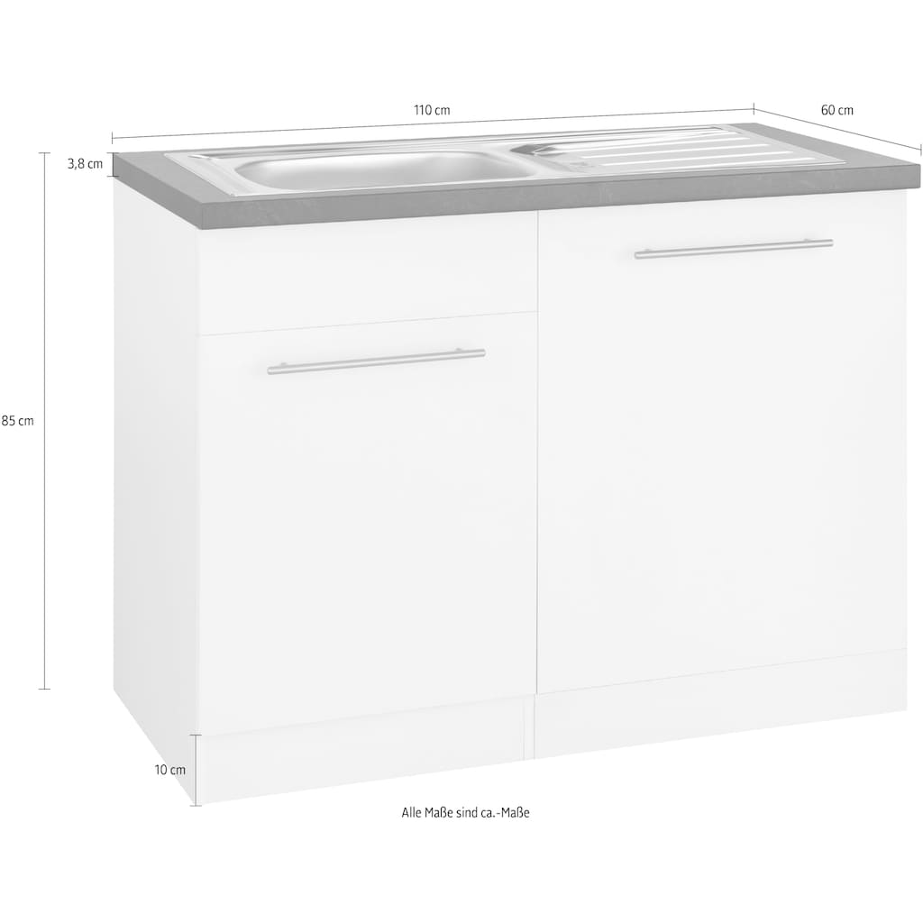 wiho Küchen Spülenschrank »Unna«, 110 cm breit, inkl. Tür/Sockel/Griff für Geschirrspüler