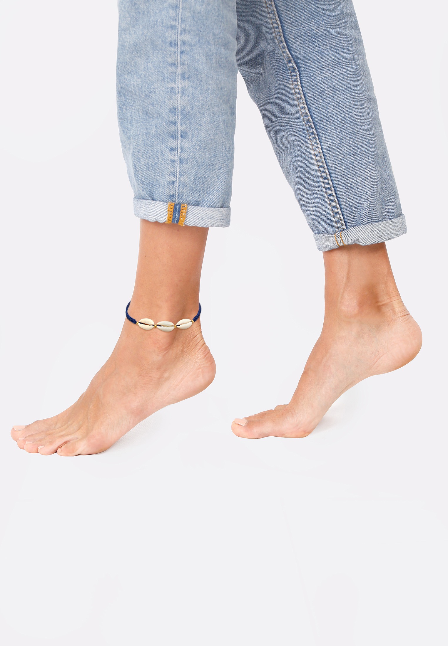 Elli Fußkette »Fußschmuck Kauri Muschel Ozean Nylon 925 Silber«