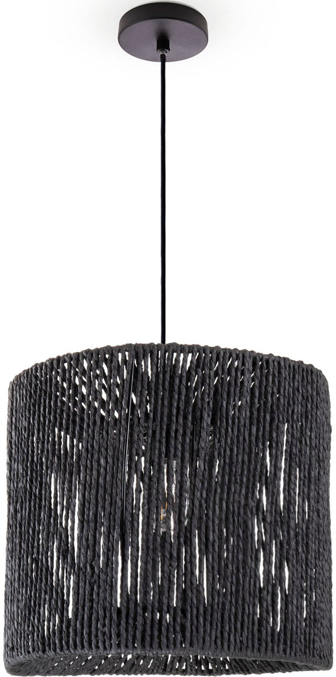 Paco Home Pendelleuchte »Hugo Ramira« E27 Wohnzimmer Esszimmer Rattan Optik Boho Schirm Papier E27 Modern