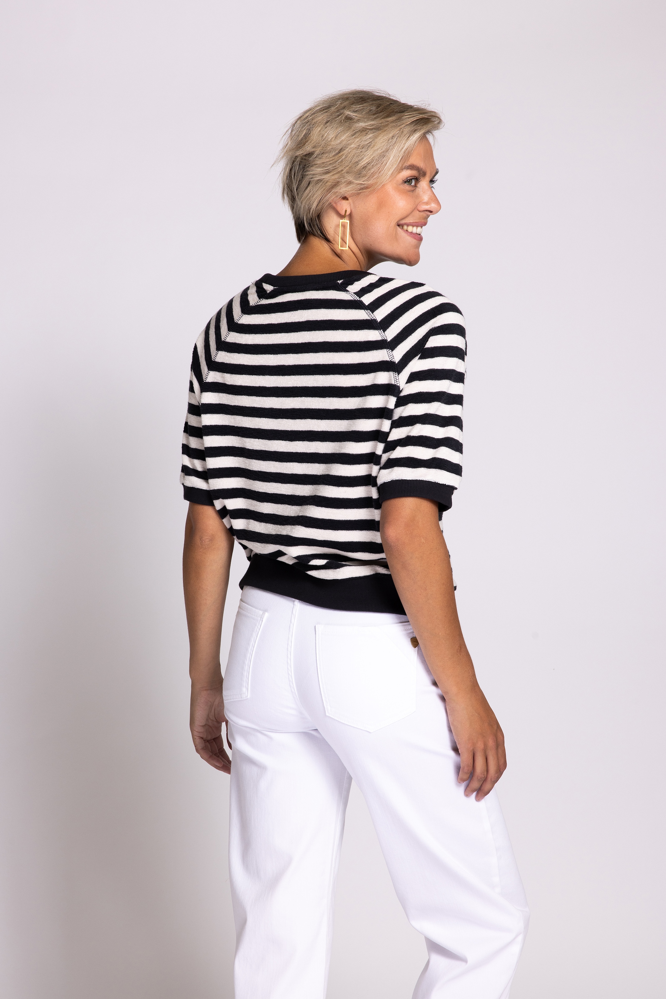 Zhrill Kurzarmshirt »ZHINGE«, Frottee-Optik mit Streifen