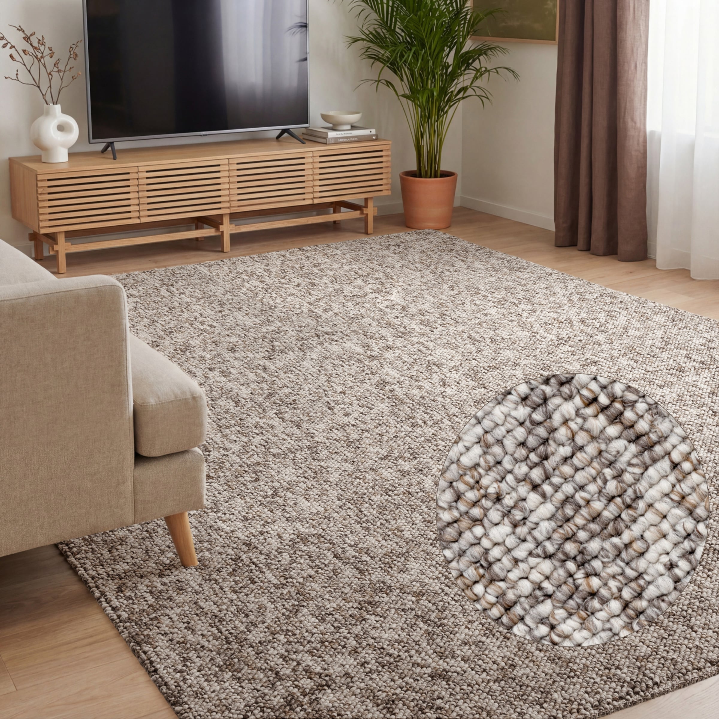 ELLE DECORATION Teppich "Rocco" rechteckig 10 mm Höhe Läufer, waschbar, Wohnzimmer, Esszimmer, Woll-Optik