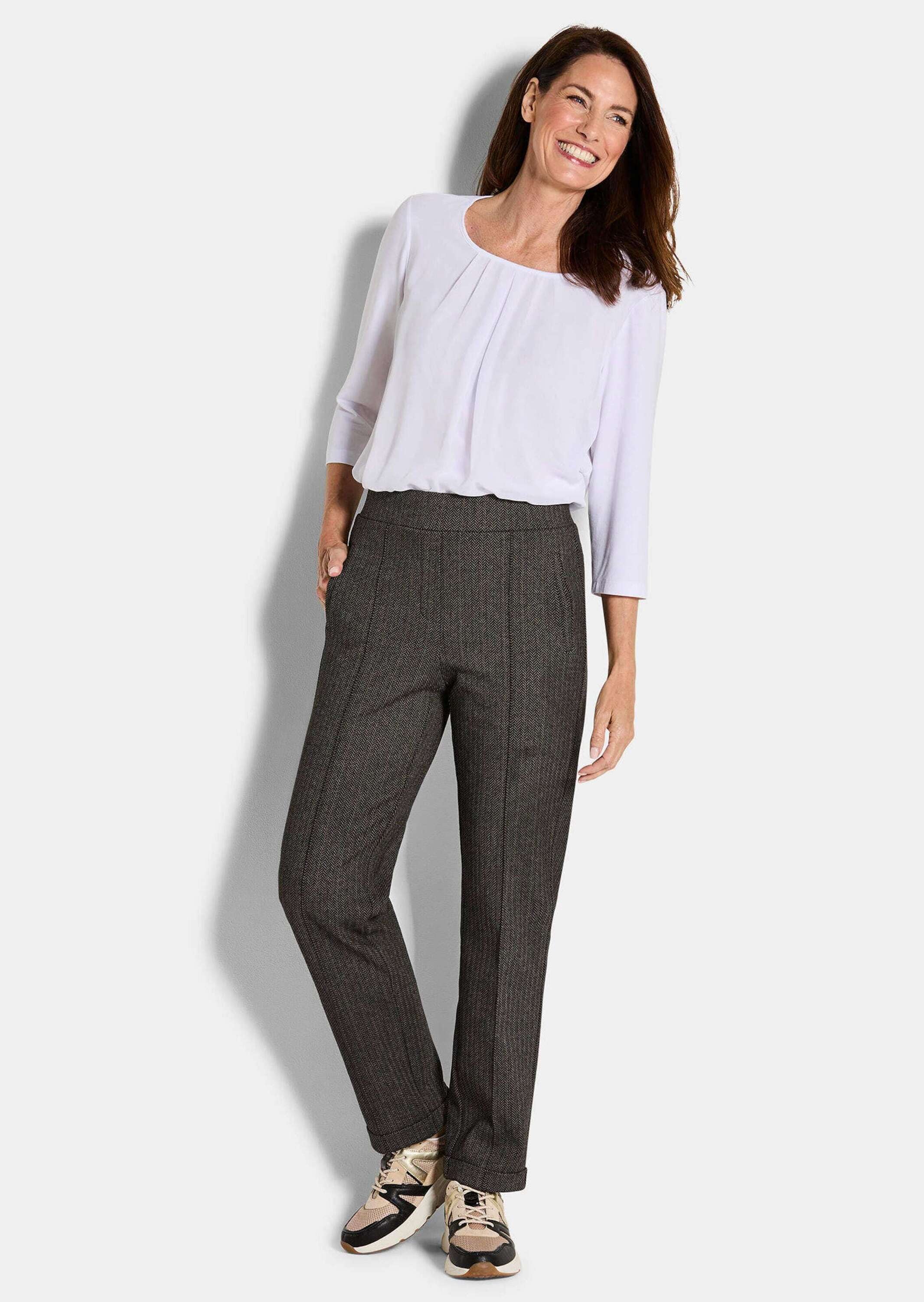 GOLDNER Schlupfhose »Kurzgröße Hose CARLA mit Fischgrätmuster«