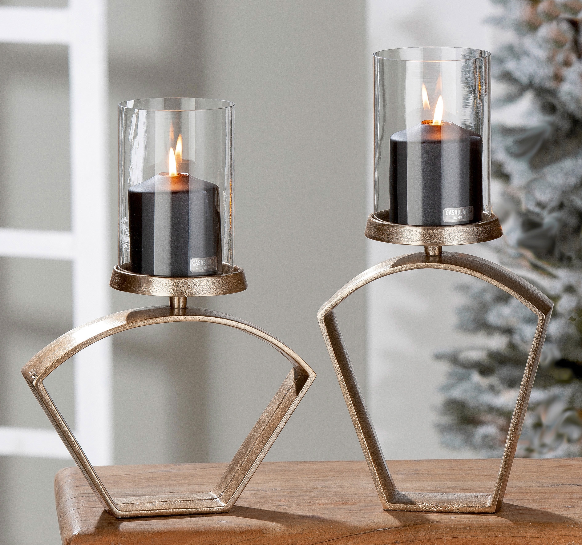 Casablanca by Gilde Windlicht »Nostro, Weihnachtsdeko«, (1 St.), aus Aluminium mit Glaseinsatz