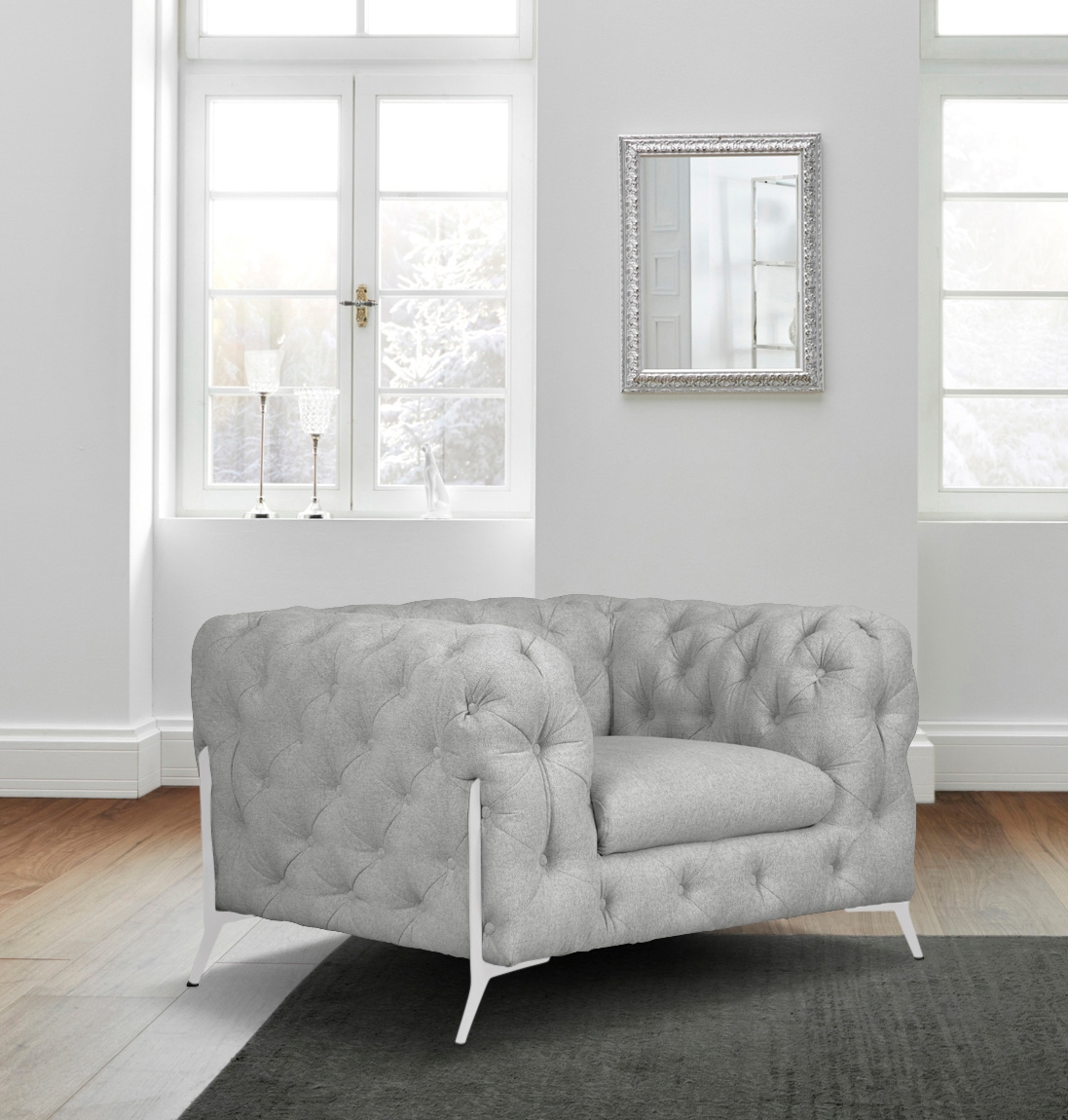 Leonique Chesterfield-Sessel »Amaury Sessel«, aufwändige Knopfheftung, moderne Chesterfield Optik, Fußfarbe wählbar