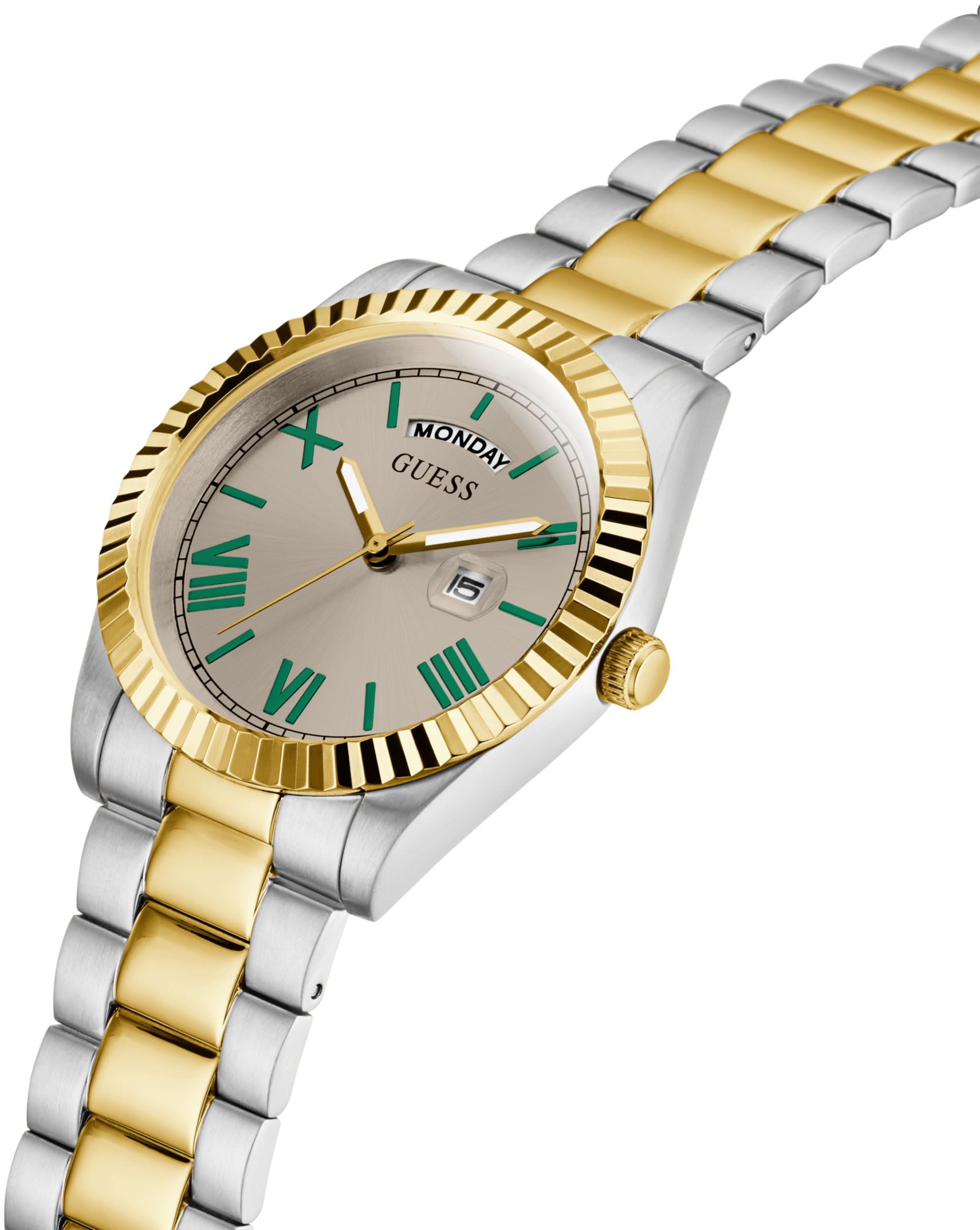 Guess Quarzuhr »CONNOISSEUR« Armbanduhr, Herrenuhr, Datum, Wochentag, Edelstahlarmband