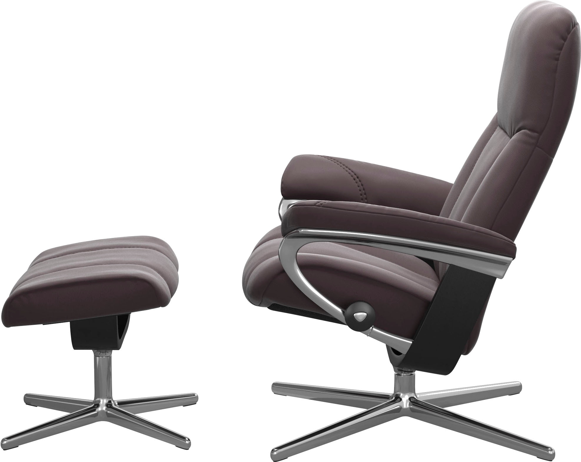 Stressless® Relaxsessel »Consul«, (Set, Relaxsessel mit Hocker), mit Hocker, mit Cross Base, Größe S, M & L, Holzakzent Schwarz