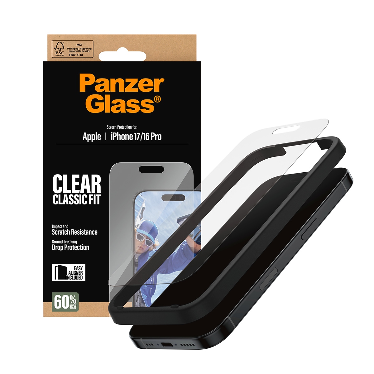 CARE by PanzerGlass Displayschutzglas »Classic Fit Screen Protector« für Apple iPhone 17;Apple iPhone 16 Pro Displayschutzfolie, Schutzfolie, Bildschirmschutz, kratz- & stoßfest