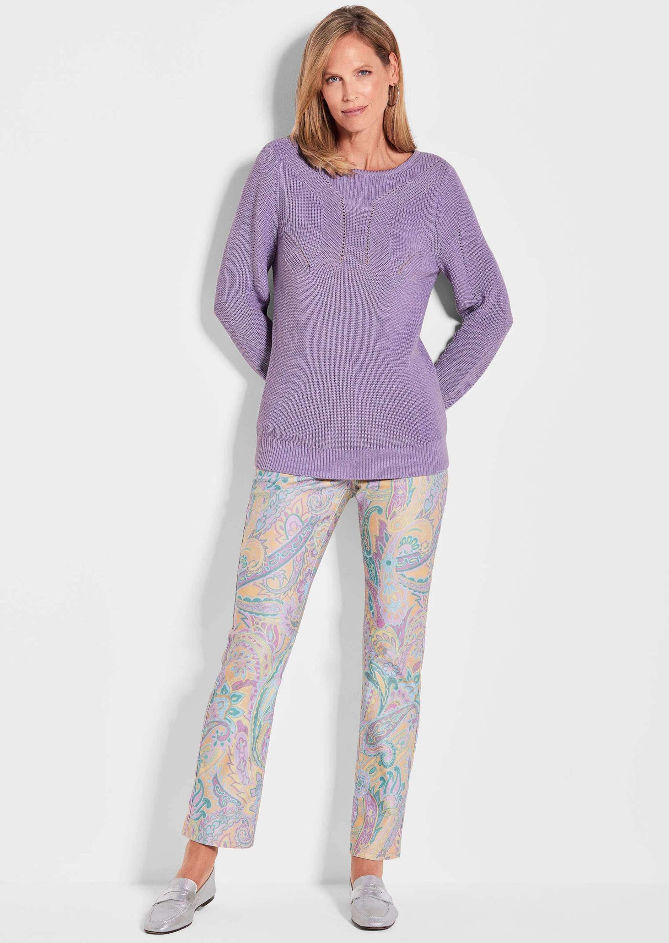 GOLDNER Rundhalspullover »Kurzgröße Rippenstrick mit U-Boot-Ausschnitt« Rippenbündchen