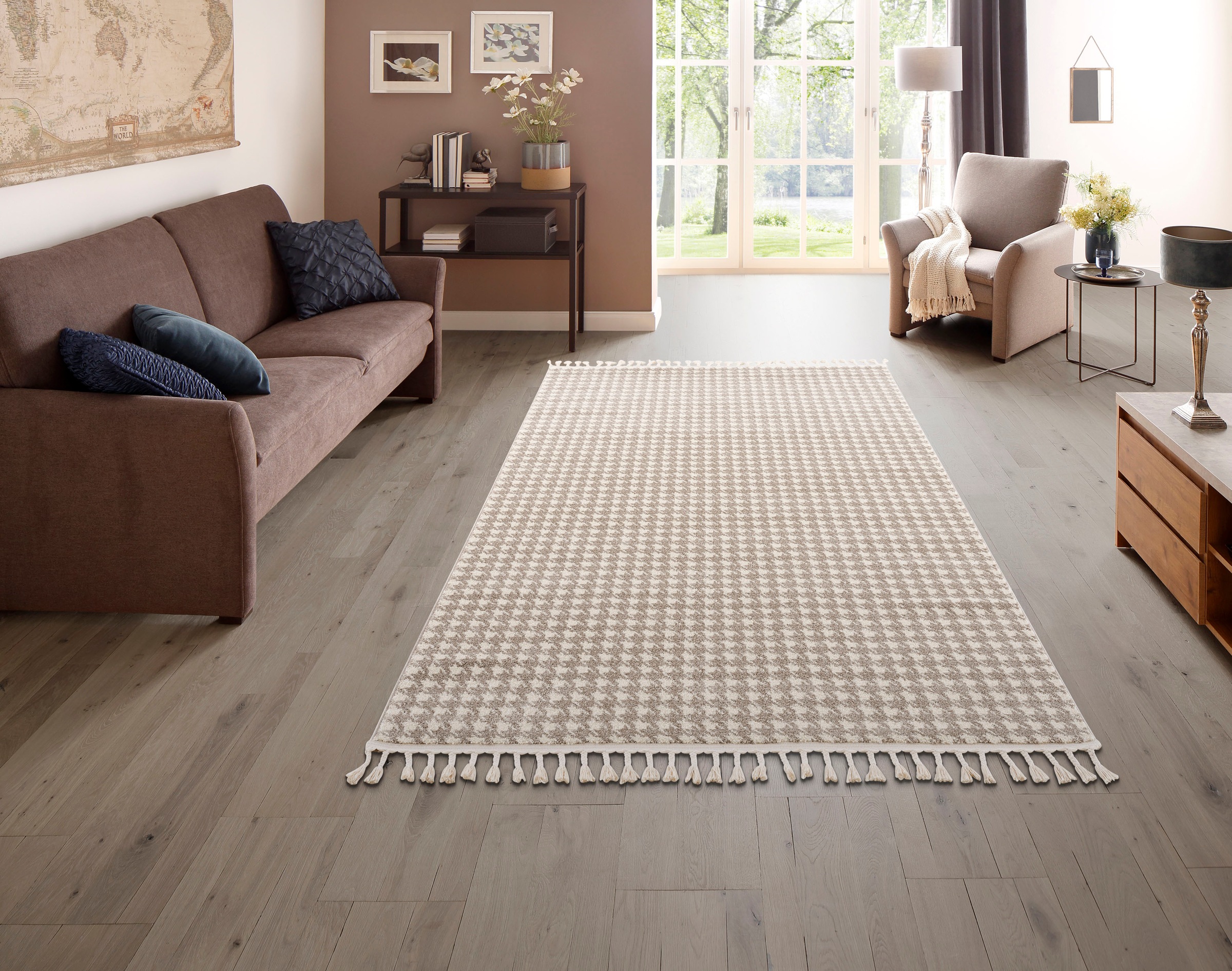 Guido Maria Kretschmer Home&Living Teppich »Colmar«, rechteckig, 14 mm Höhe, mit Fransen, weiche Haptik, flach, pflegeleicht, elegant