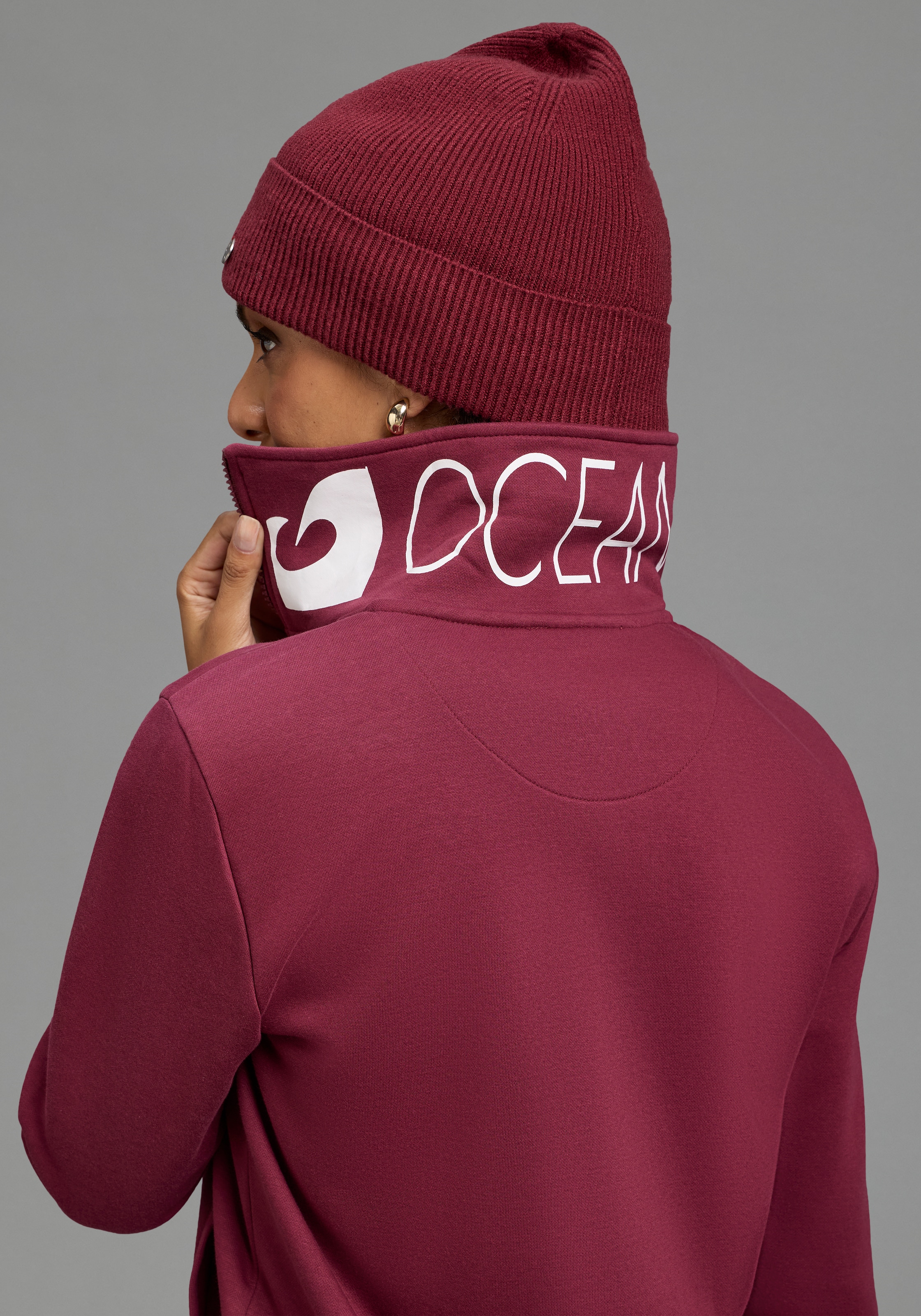 Ocean Sportswear Sweatjacke mit bedrucktem Kragen, in kuscheliger Sweatware, mit Eingriffstaschen