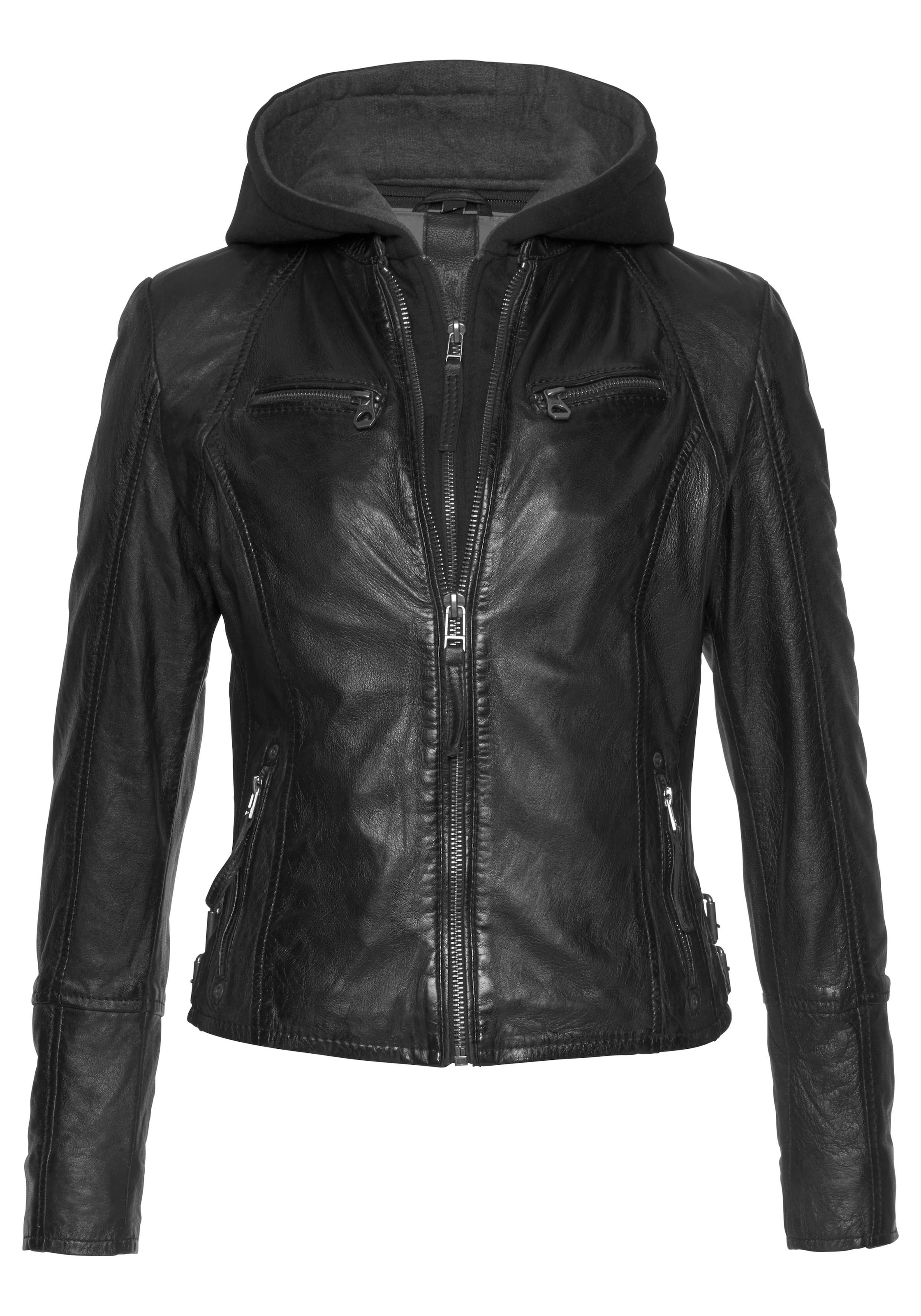 Mauritius Lederjacke »NOLA«, mit Kapuze, Two-in-One Style - mit abnehmbarer Jersey-Kapuze