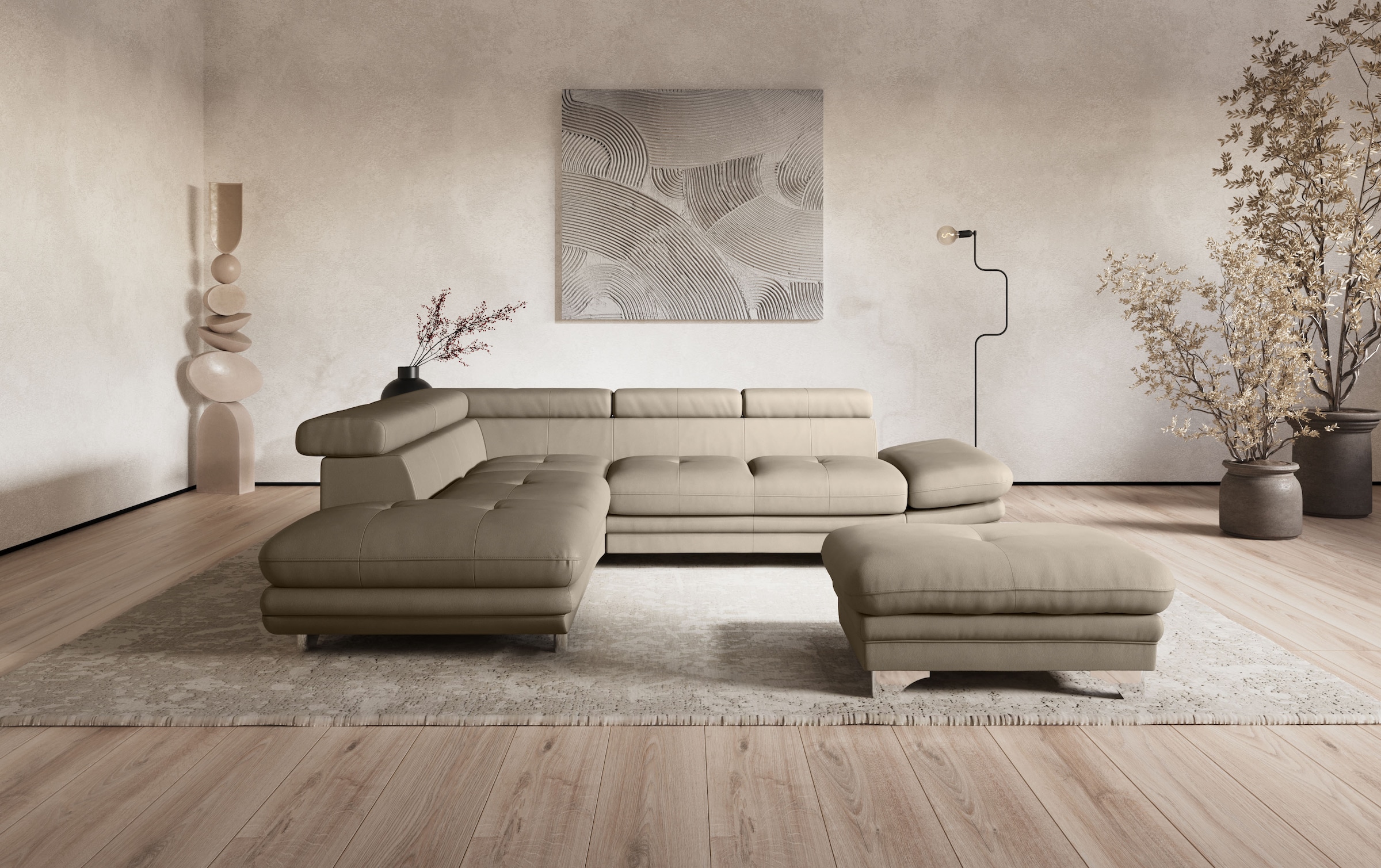 COTTA Ecksofa »Enterprise L-Form«, mit Arm- & Kopfteilverstellung, wahlweise mit Bettfunktion