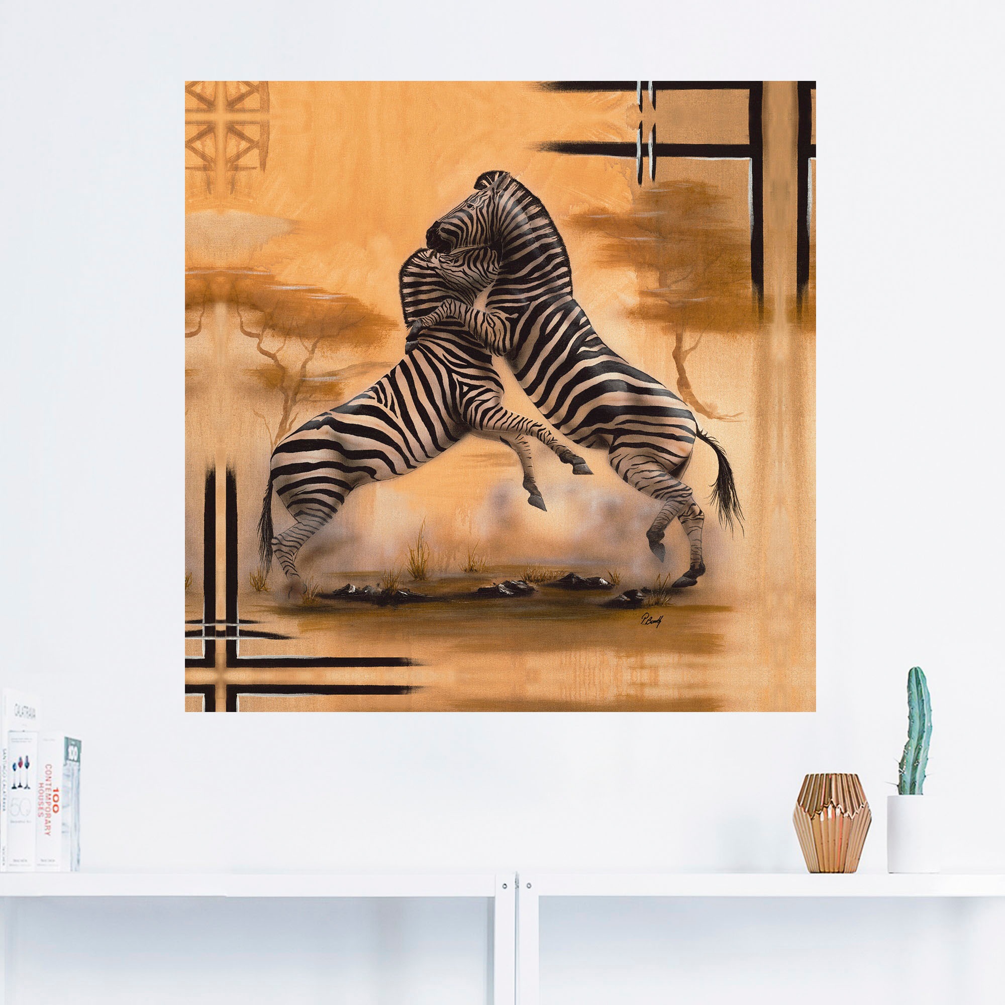 Artland Wandbild »Zebra-Kampf«, Wildtiere, (1 St.), als Alubild, Leinwandbild, Wandaufkleber oder Poster in versch. Größen