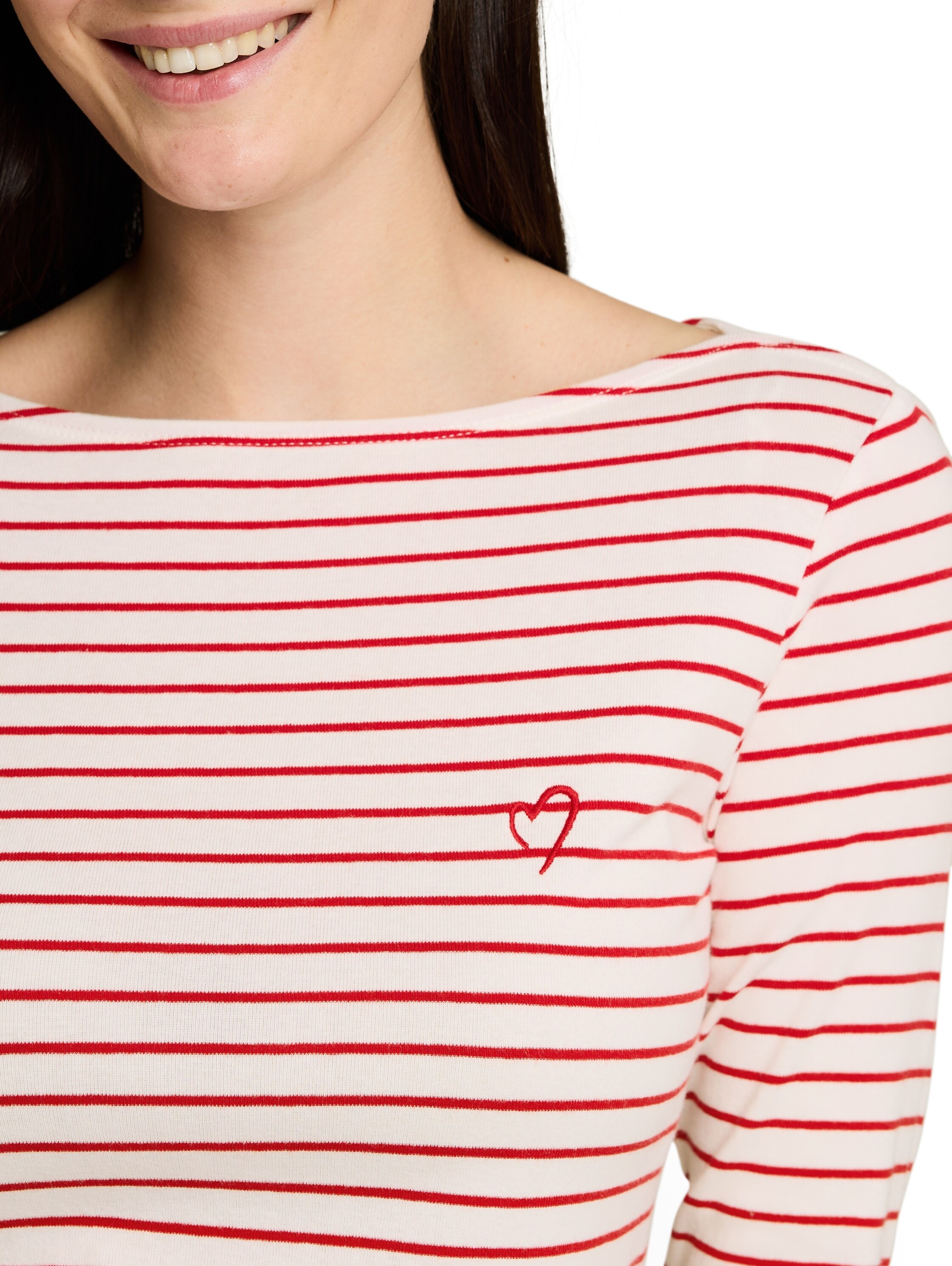 TOM TAILOR Langarmshirt im Streifen-Look und mit Stickerei