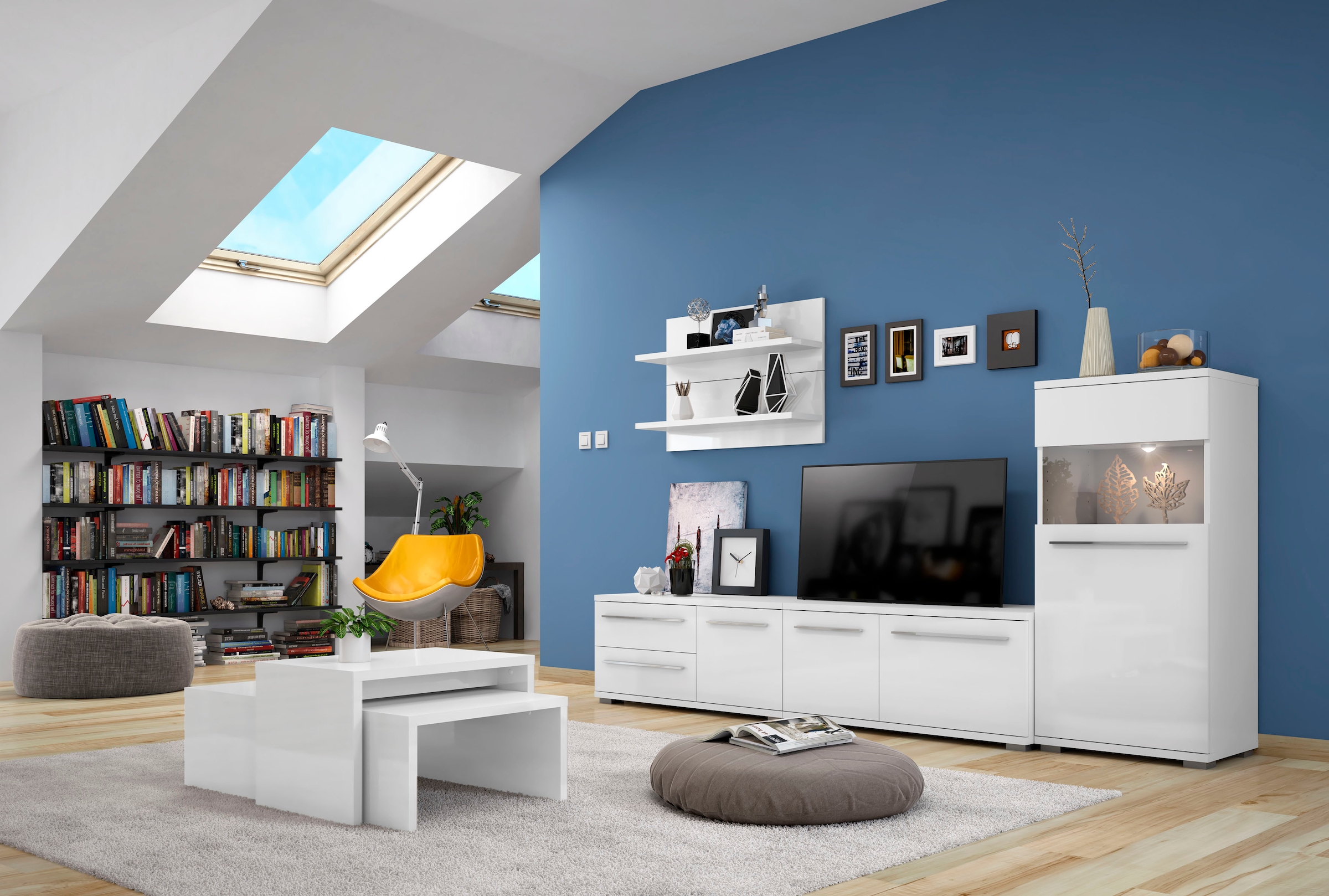 Places of Style Vitrine »Piano«, UV lackiert, Soft-Close Funktion
