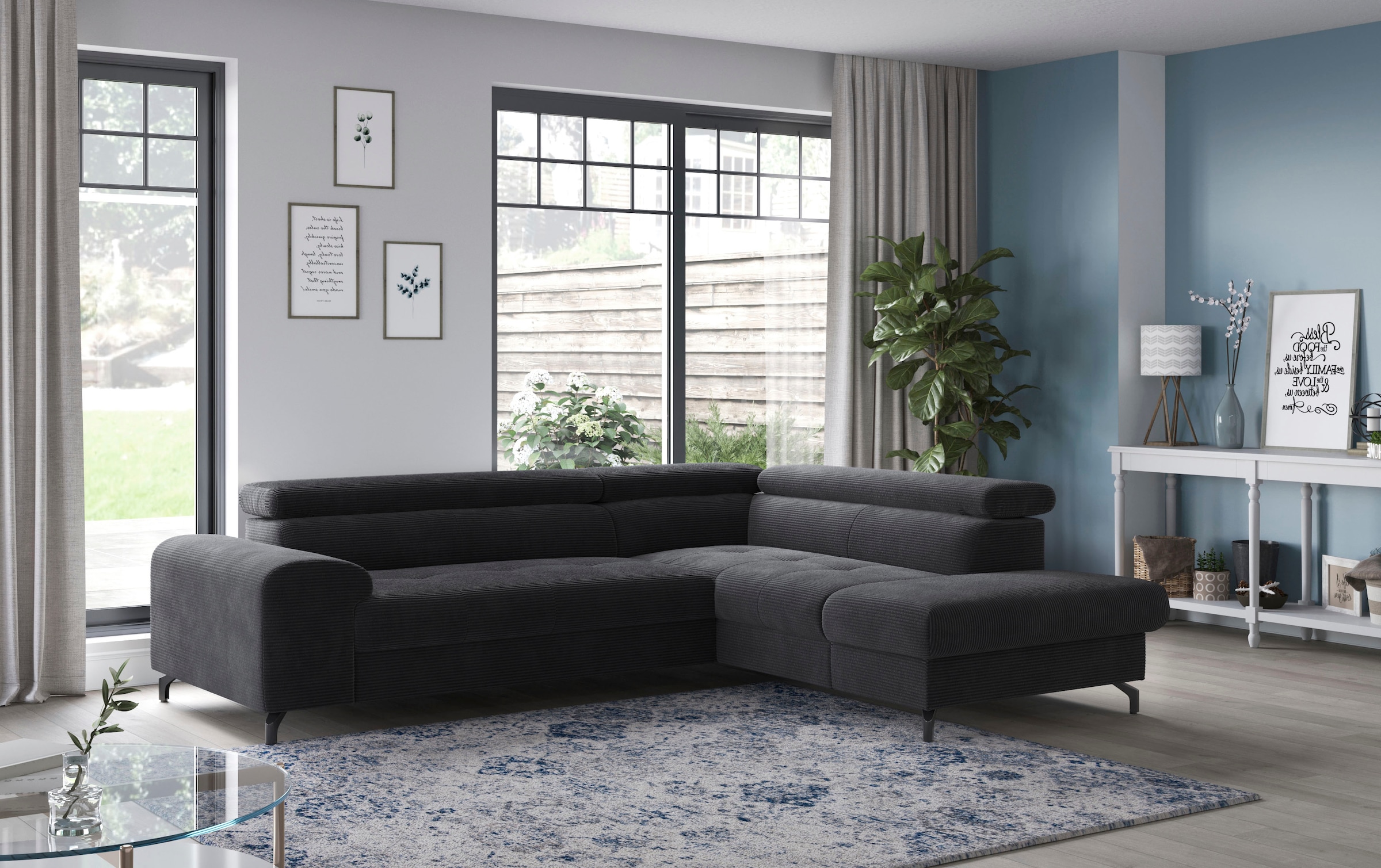 COTTA Ecksofa »Aura L-Form«, mit Schlaffunktion, Bettkasten und Kopfteilverstellung