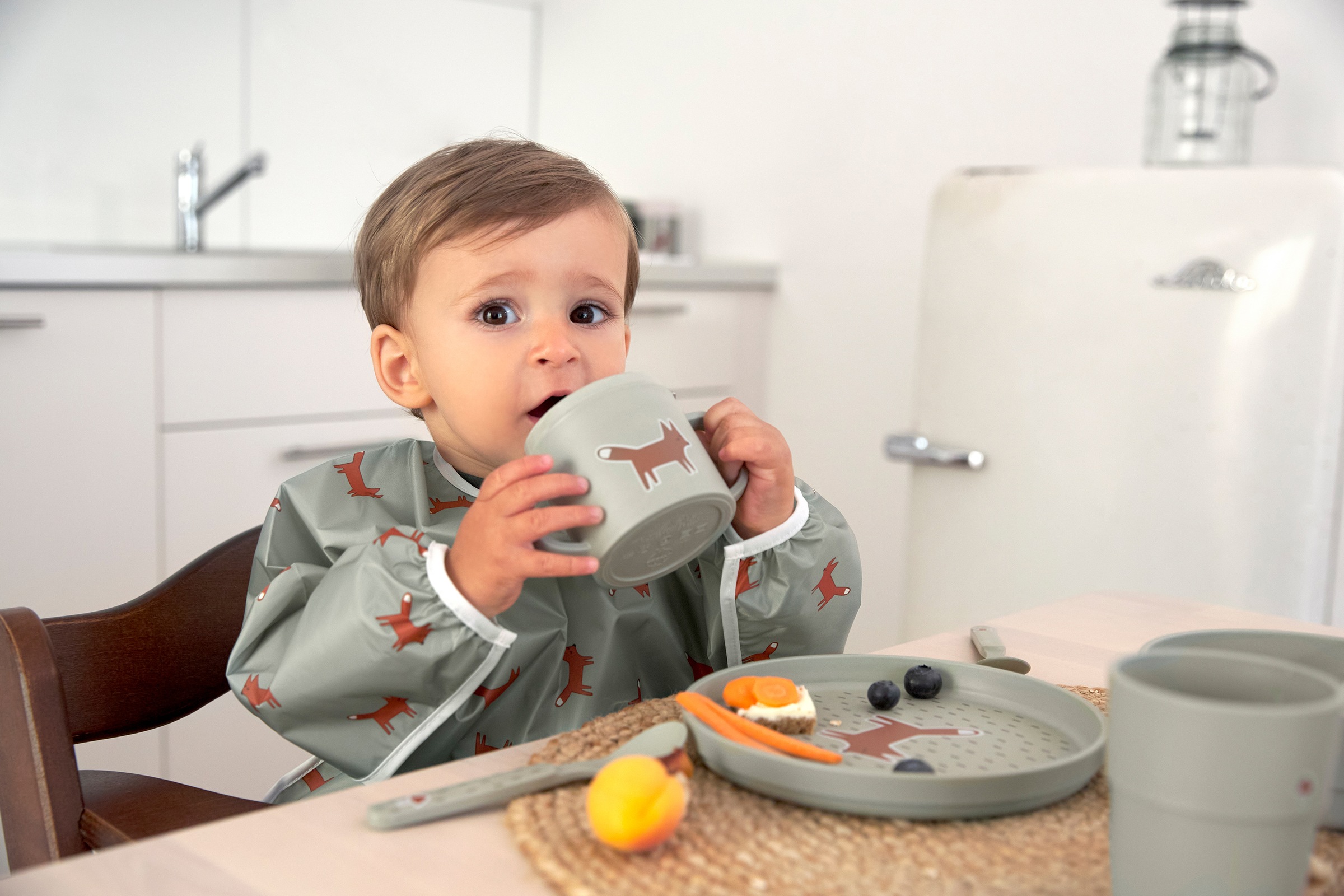 LÄSSIG Lätzchen »Little Forest, Fuchs«, (Set, 2 St.), langärmelig, mit integriertem Auffangschutz; PETA-approved vegan