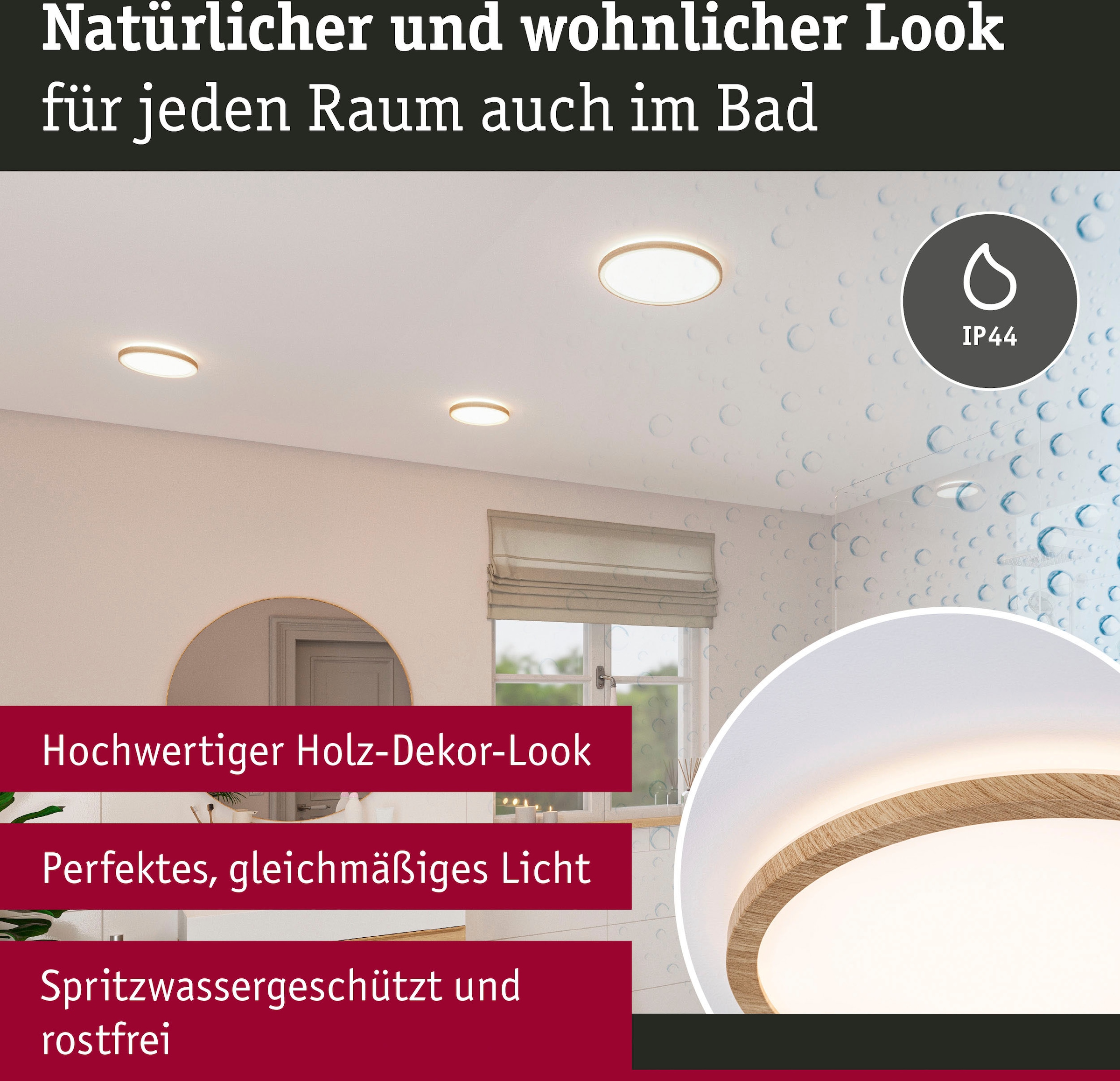 Paulmann LED Panel »Atria Shine 11,2W 3000K IP44«, 1 flammig, Hintergrundbeleuchtung