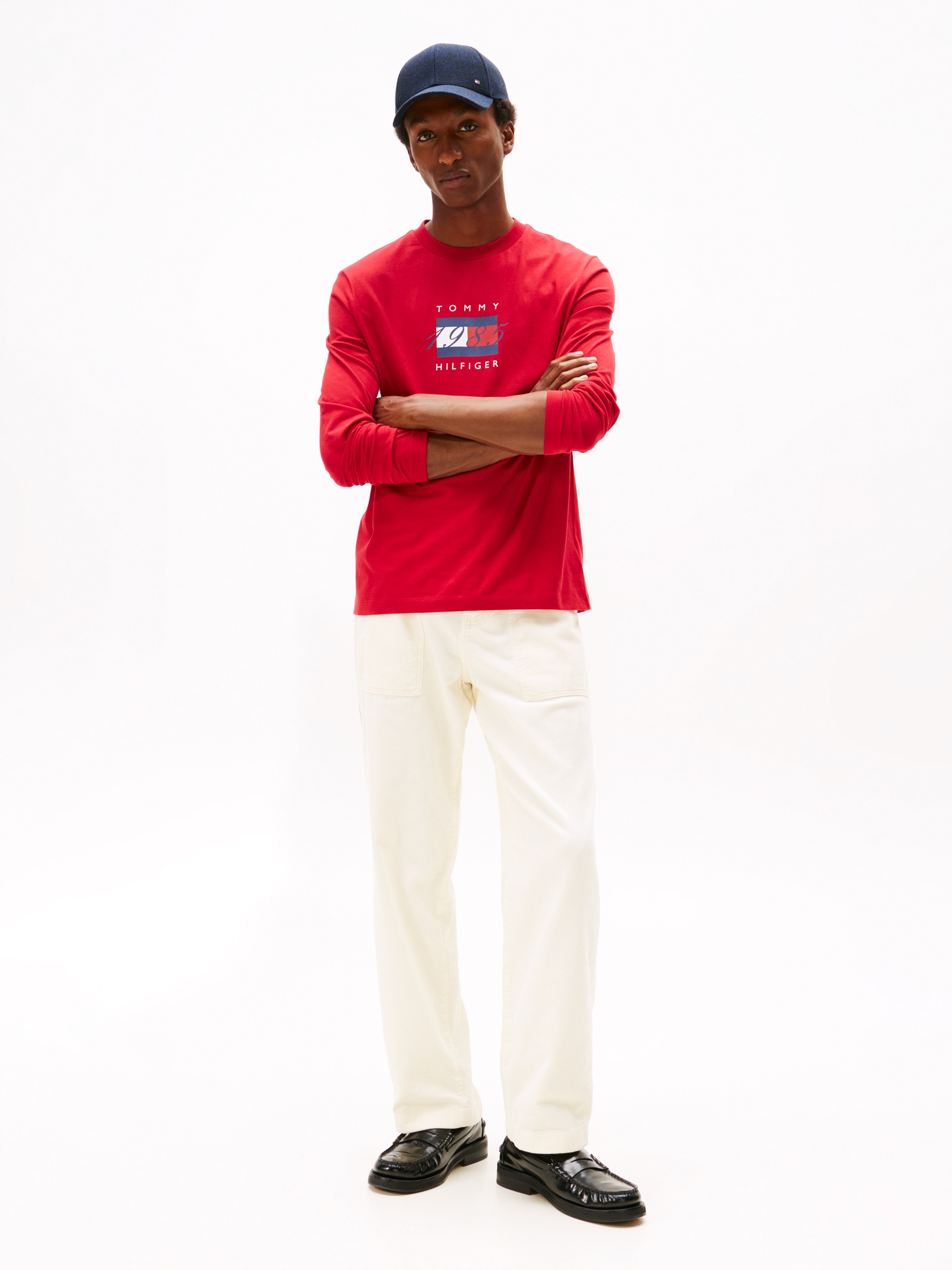 Tommy Hilfiger Langarmshirt »LINEAR FLAG GRAPHIC«, Jersey, Rundhals, Regular Fit, Longsleeve