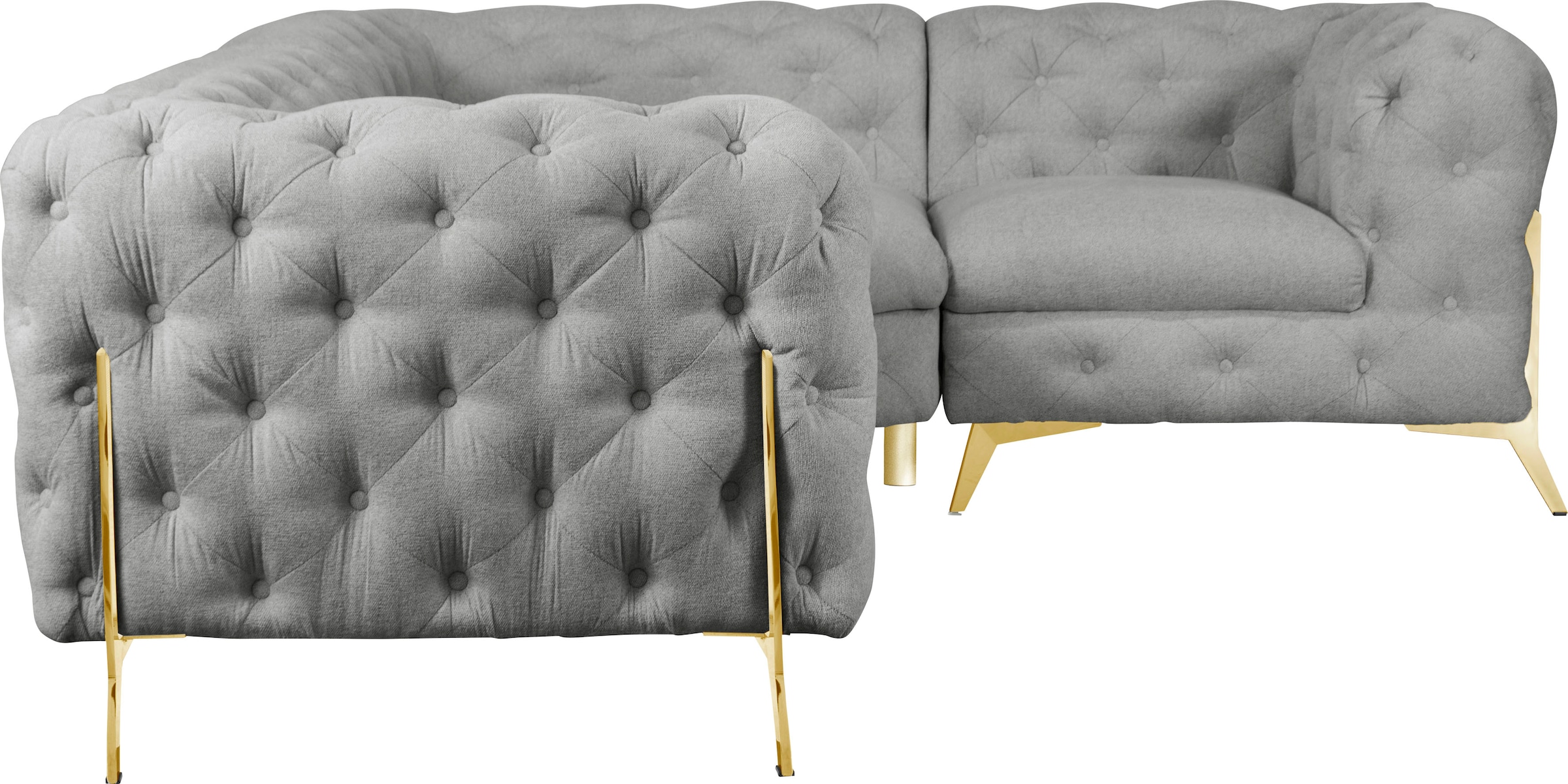 Home affaire Chesterfield-Sofa »Amaury L-Form« moderne Chersterfield-Optik, Breite 262 cm, Fußfarbe wählbar