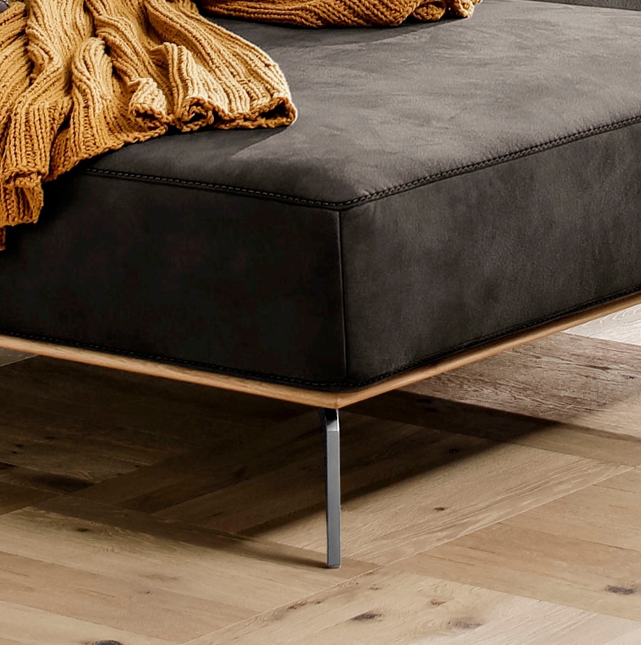 W.SCHILLIG Ecksofa »run, Designsofa, bequem, L-Form«, mit elegantem Holzsockel, Füße in Chrom glänzend, Breite 299 cm