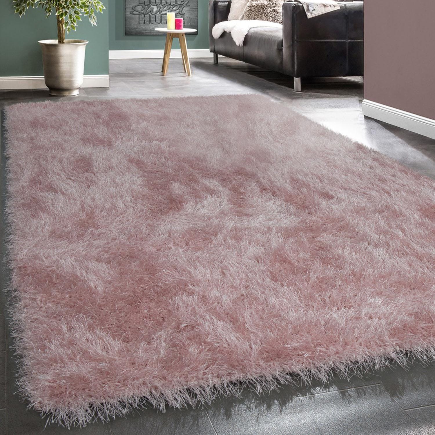 Paco Home Hochflor-Teppich »Glamour 300«, rechteckig, Uni Farben, mit  weichem Glanz Garn, auch als Läufer erhältlich | Shaggy-Teppiche