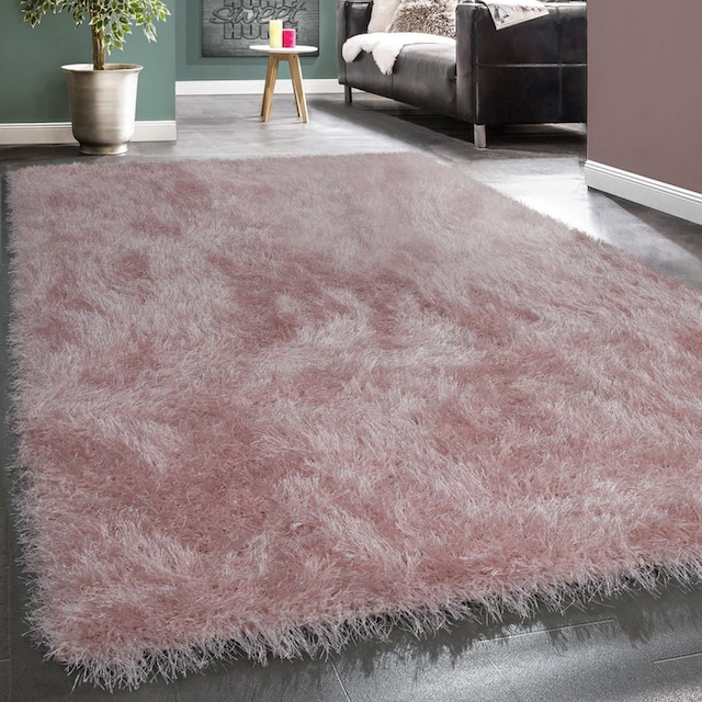 Paco Home Hochflor-Teppich »Glamour 300«, rechteckig, Uni Farben, mit  weichem Glanz Garn, auch als Läufer erhältlich