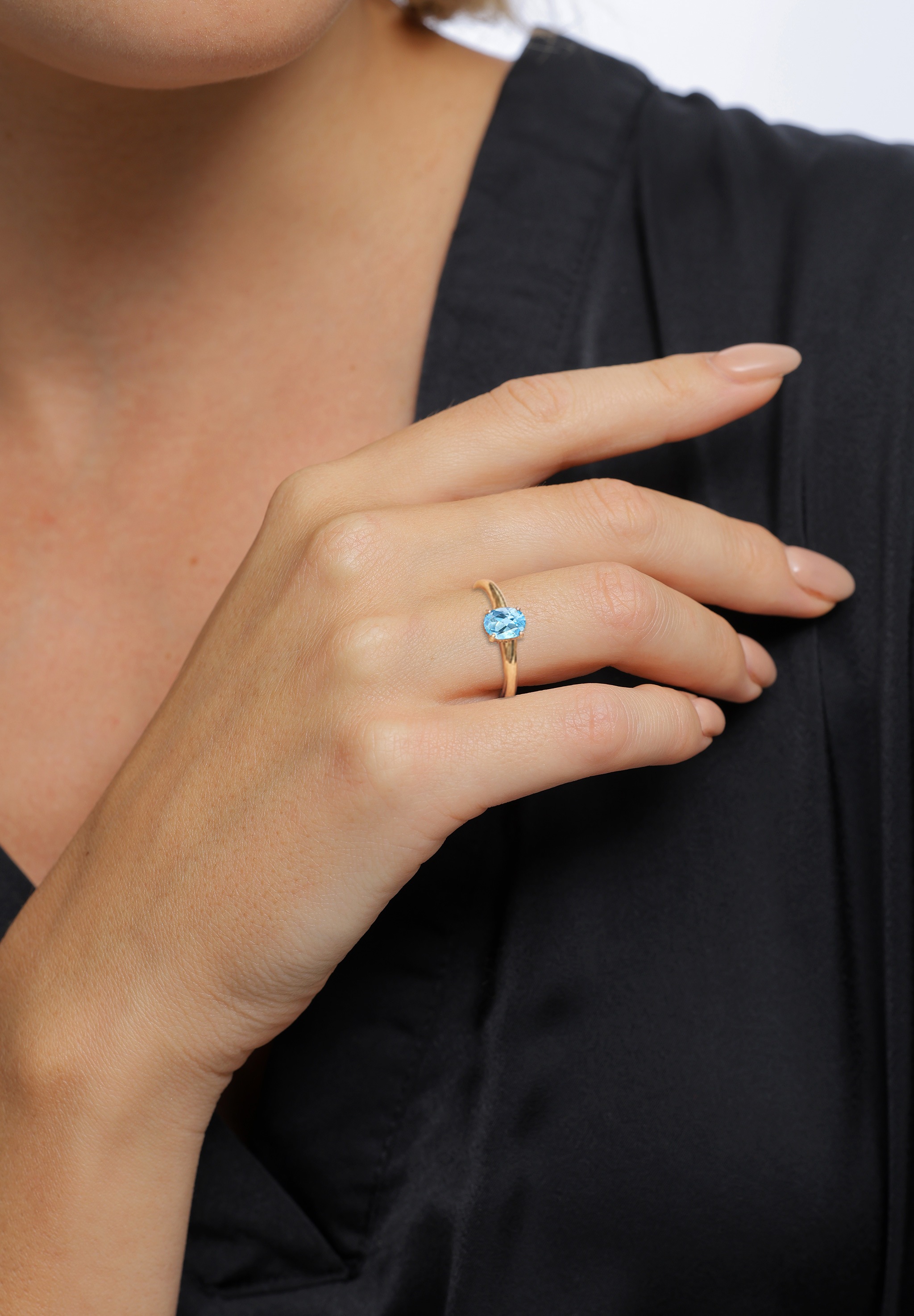 Elli Premium Silberring »Ring Verlobungsring Topas Hellblau 585 Gelbgold«