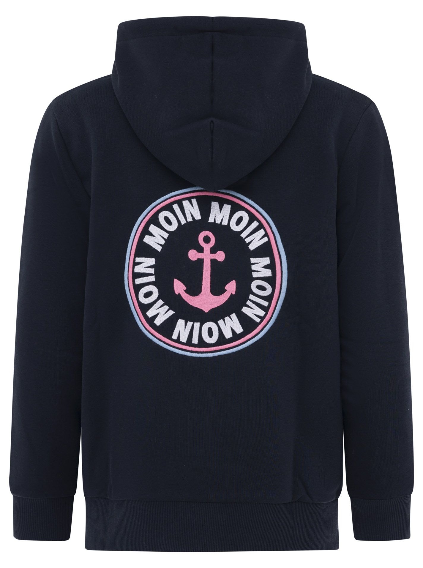 Zwillingsherz Kapuzensweatjacke »"Anker Kreis Classic"«, Langarm, Reißverschluss, Stickerei am Rücken, Kapuze, Taschen