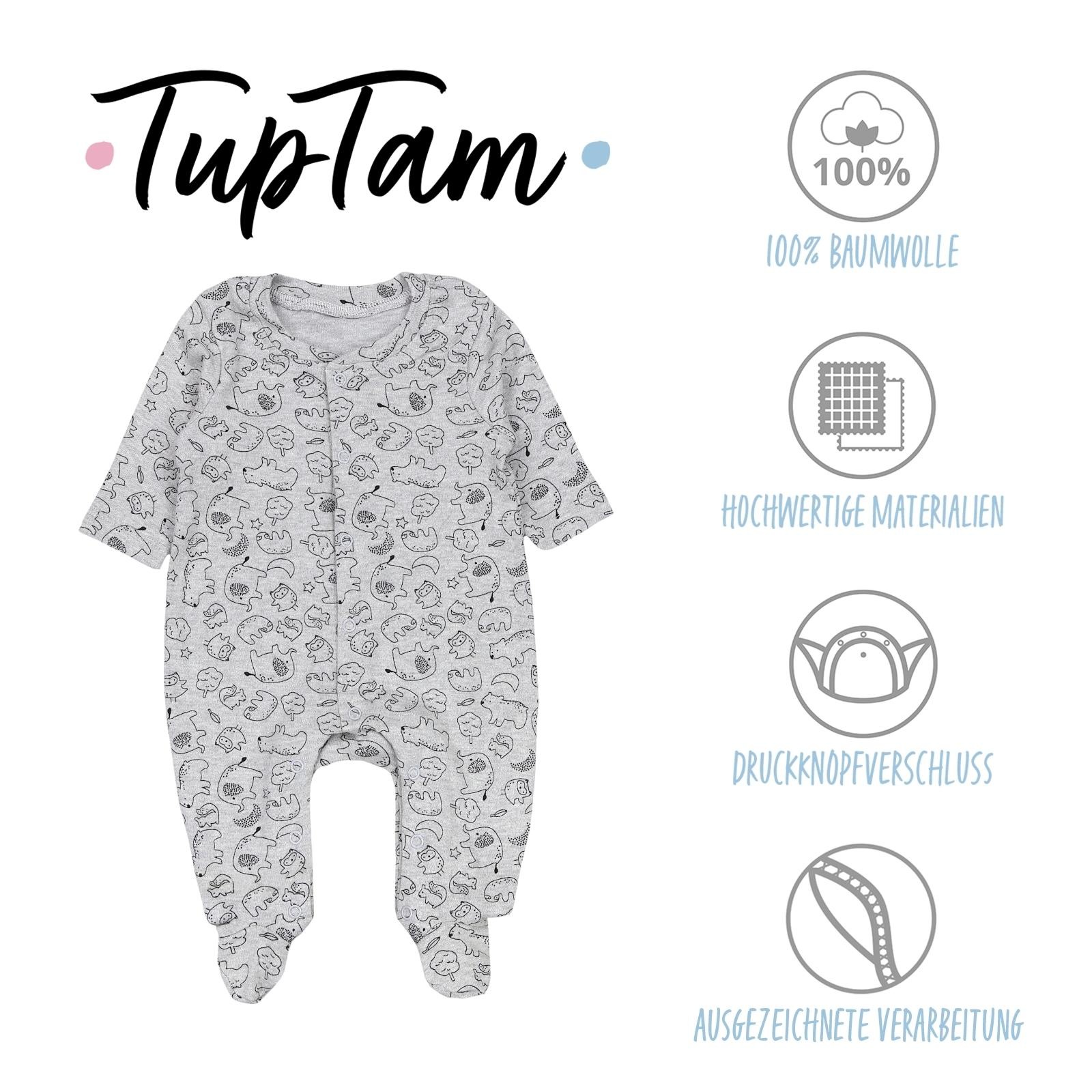 TupTam Strampler »Schlafstrampler Baby Jungen Schlafstrampler mit Fuß 3er Pack«