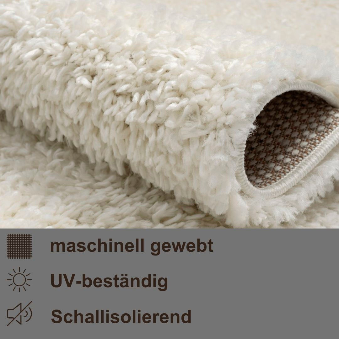 Myflair Möbel & Accessoires Hochflor-Bettumrandung »My Shaggy«, (3 tlg.), Shaggy, Uni-Farben, leicht glänzend, extra flauschig, Läufer-Set