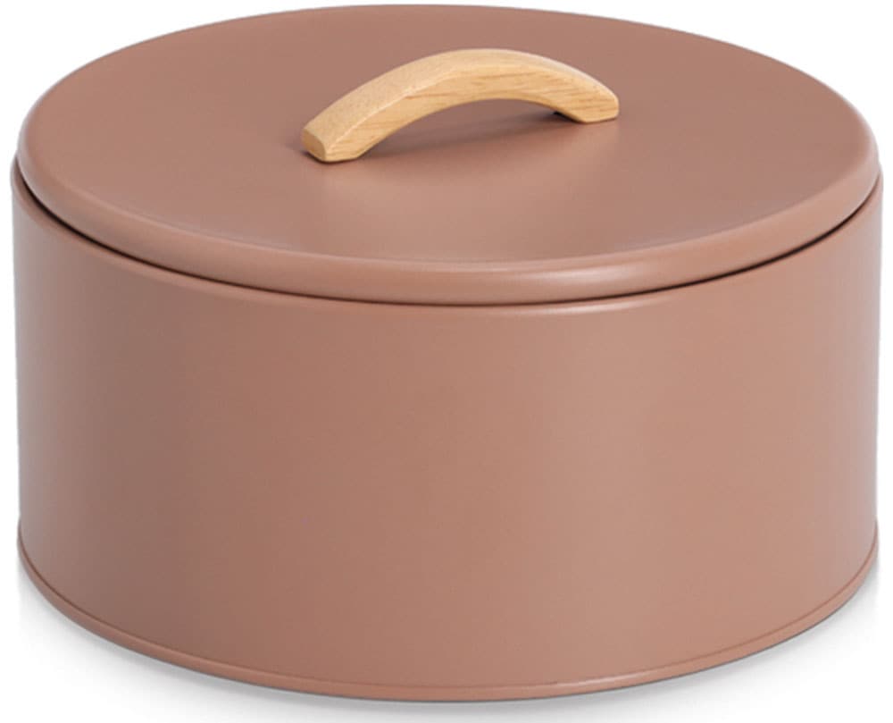 Zeller Present Aufbewahrungsbox "2400 ml, Metall/Gummibaum, mocca" Trendfarbe, Holzgriff, Aromaschutz