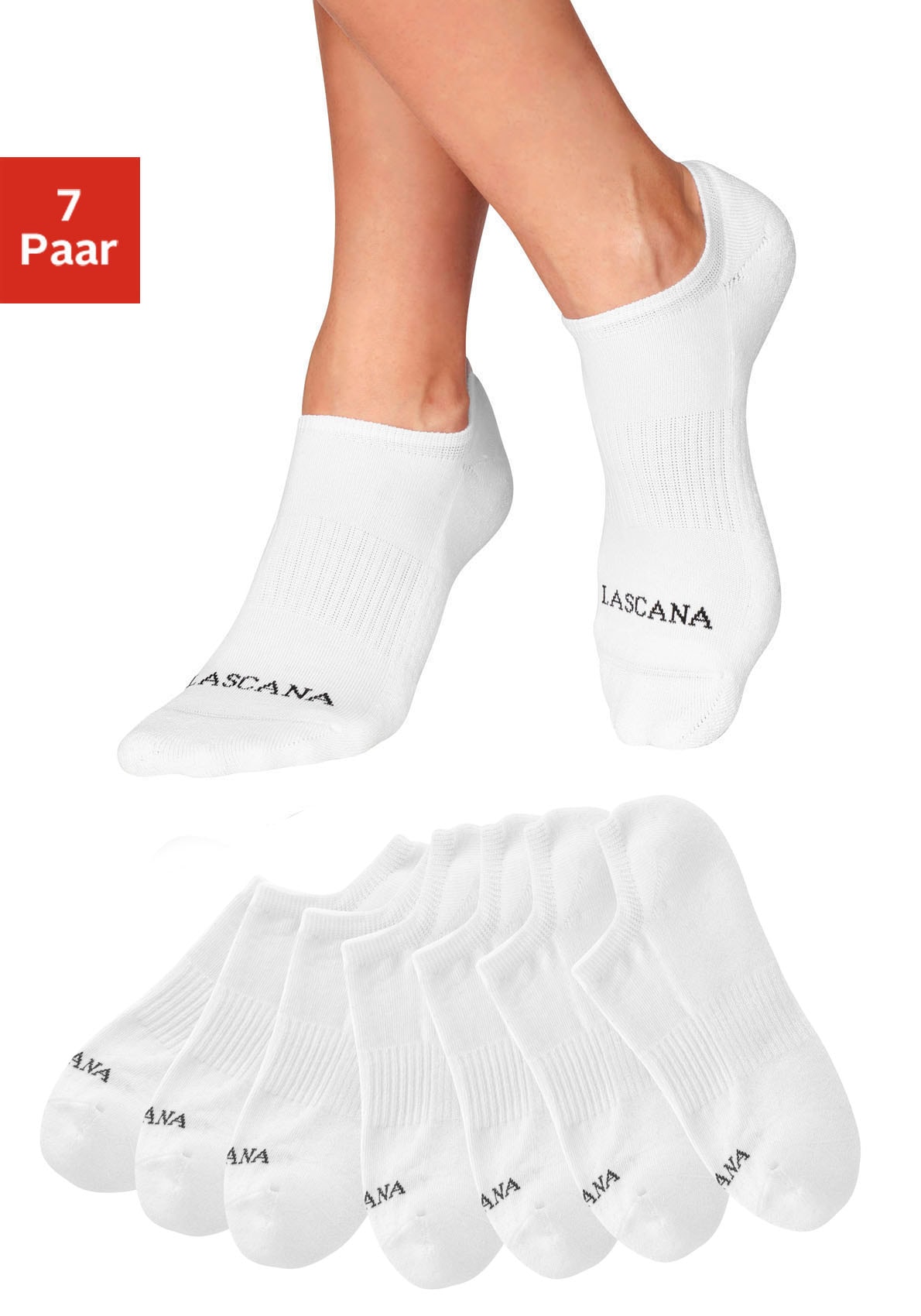 LASCANA ACTIVE Sneakersocken, (Set, 7 Paar), mit Fußfrottee