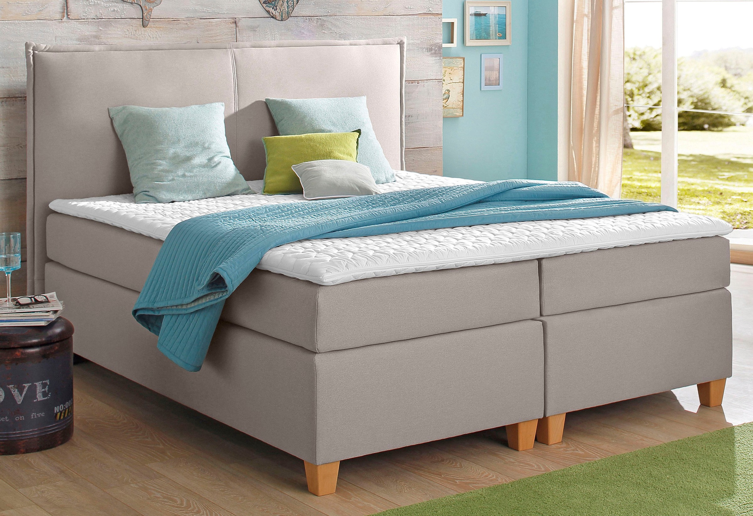 Home affaire Boxspringbett »Houssay« inkl. Topper, 5 Breiten, 2 Härtegraden auch in Überlänge 220 cm