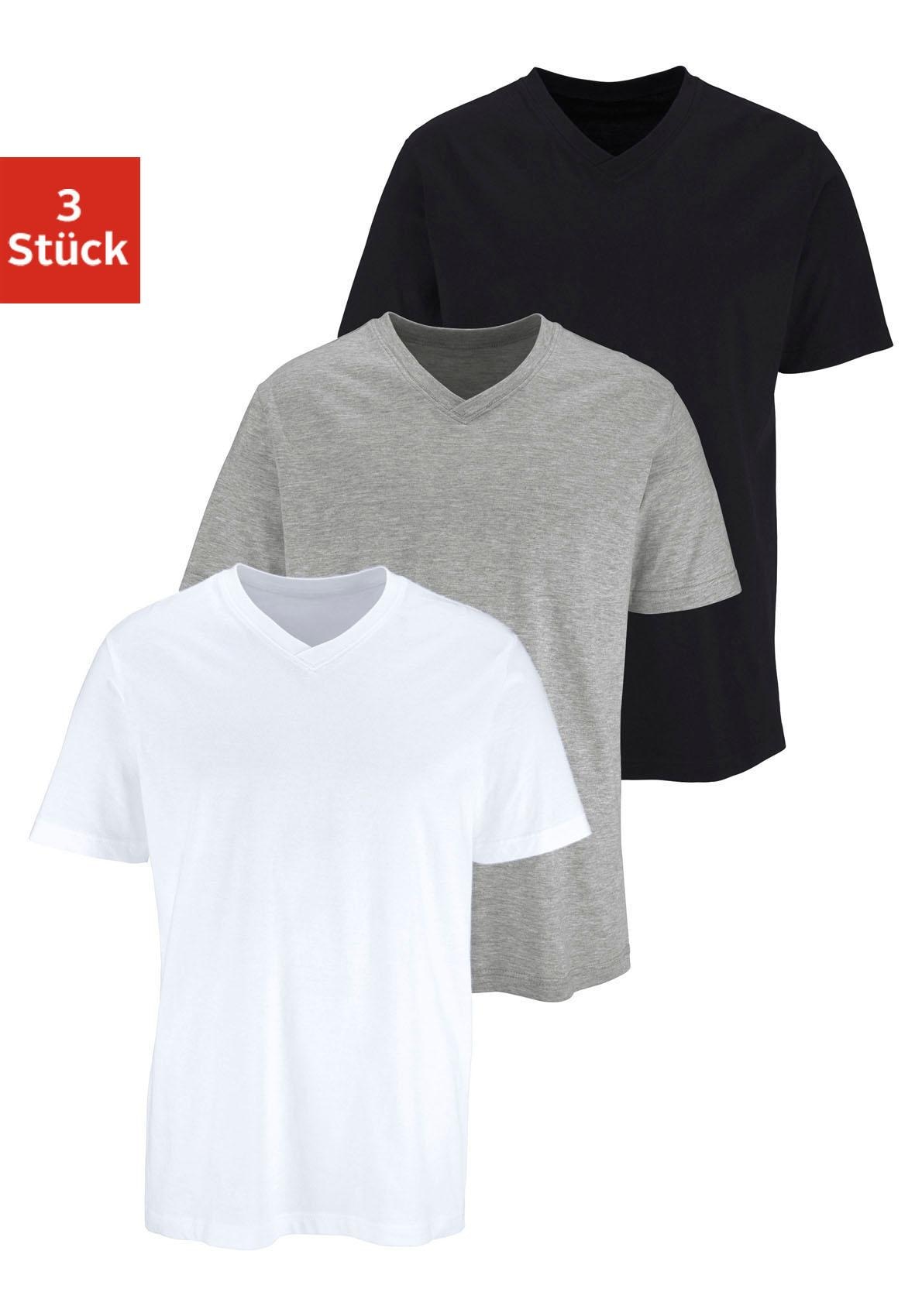 H.I.S T-Shirt, (Packung, 3 tlg.), mit V-Ausschnitt aus Baumwolle, Unterhemd, T-Shirt